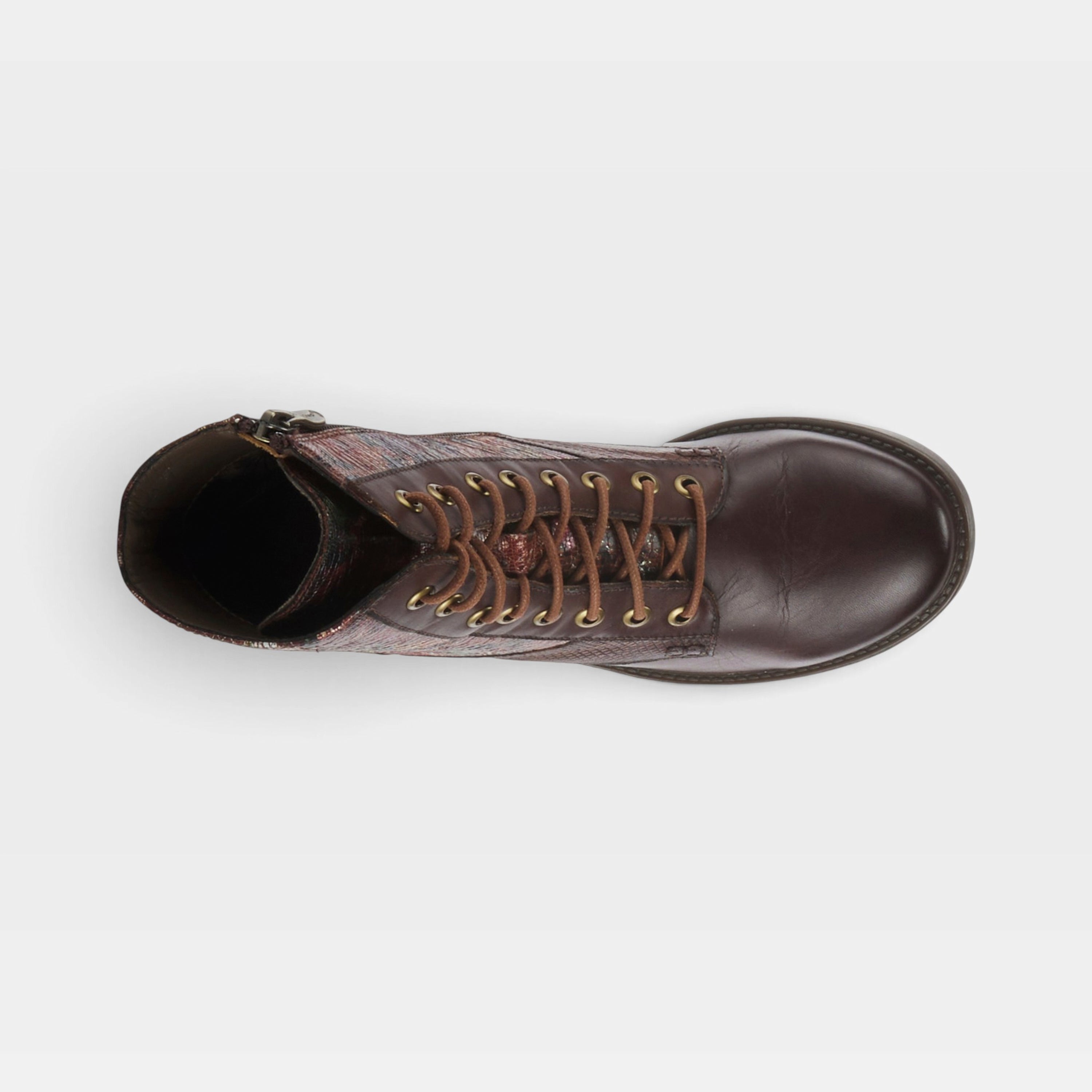 L'Artiste Marty-Met boots in Brown Multi, top view