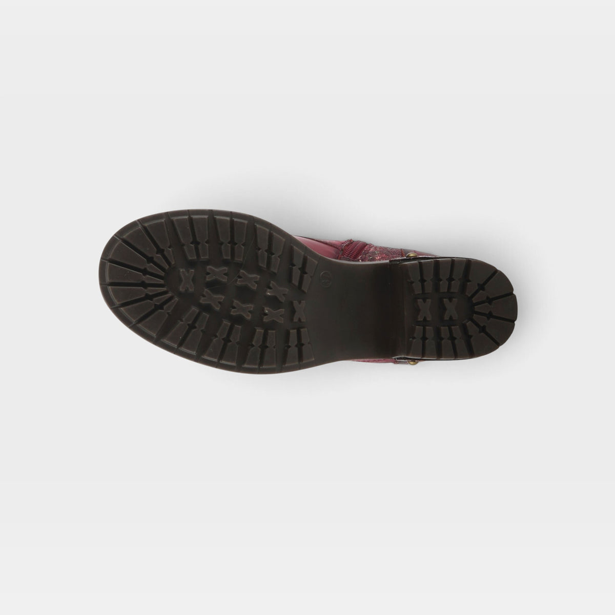 L'Artiste Marty-Met boots in Bordeaux Multi, outsole view