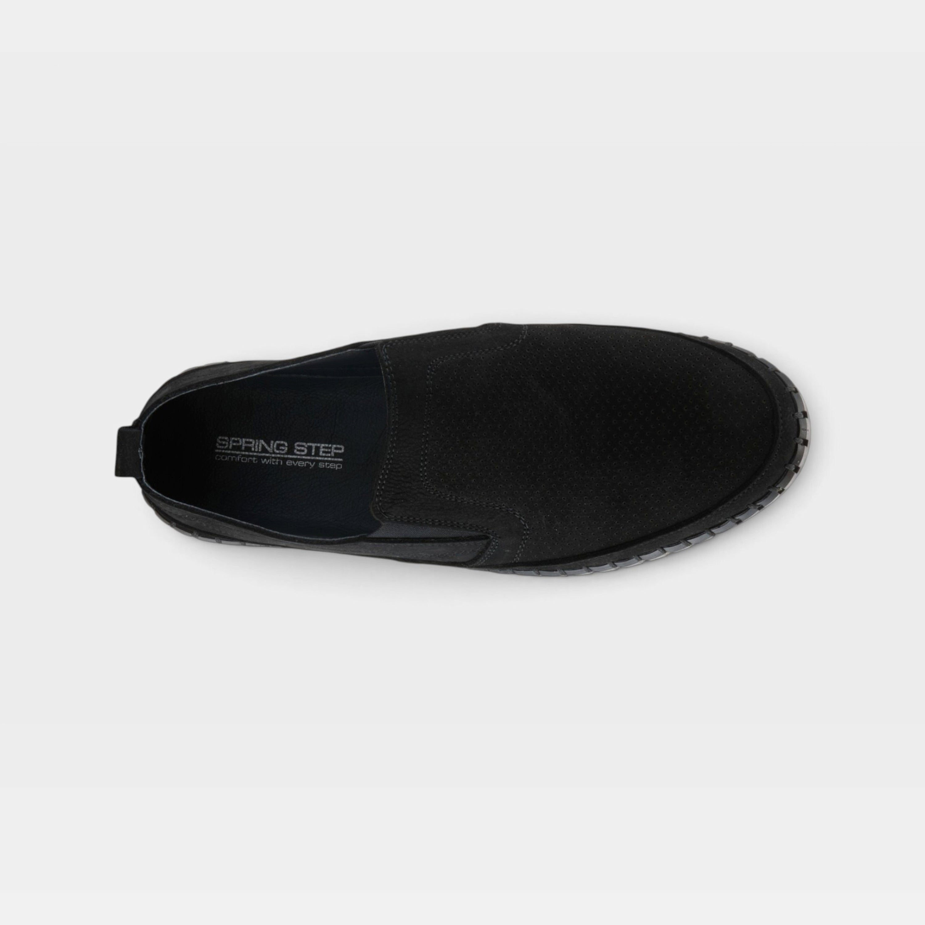 Spring Step Men Mateo Black Nubuck Slip-On Shoe