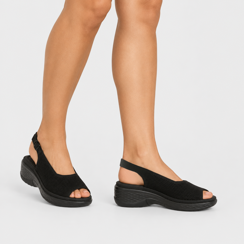 Flexus Mayberry Black Sandal - on-foot view