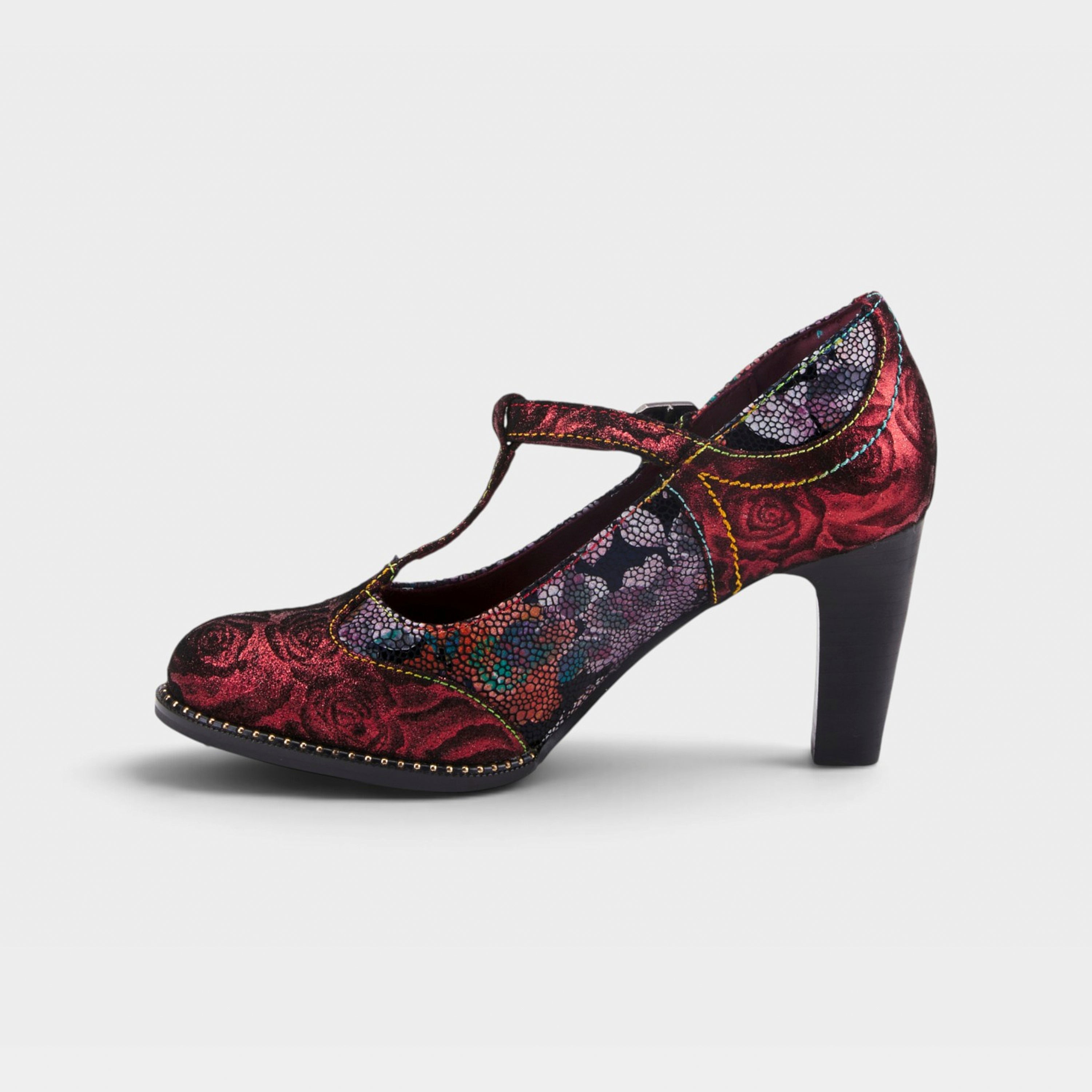L'Artiste Mazie shoes in Bordeaux Multi, side view