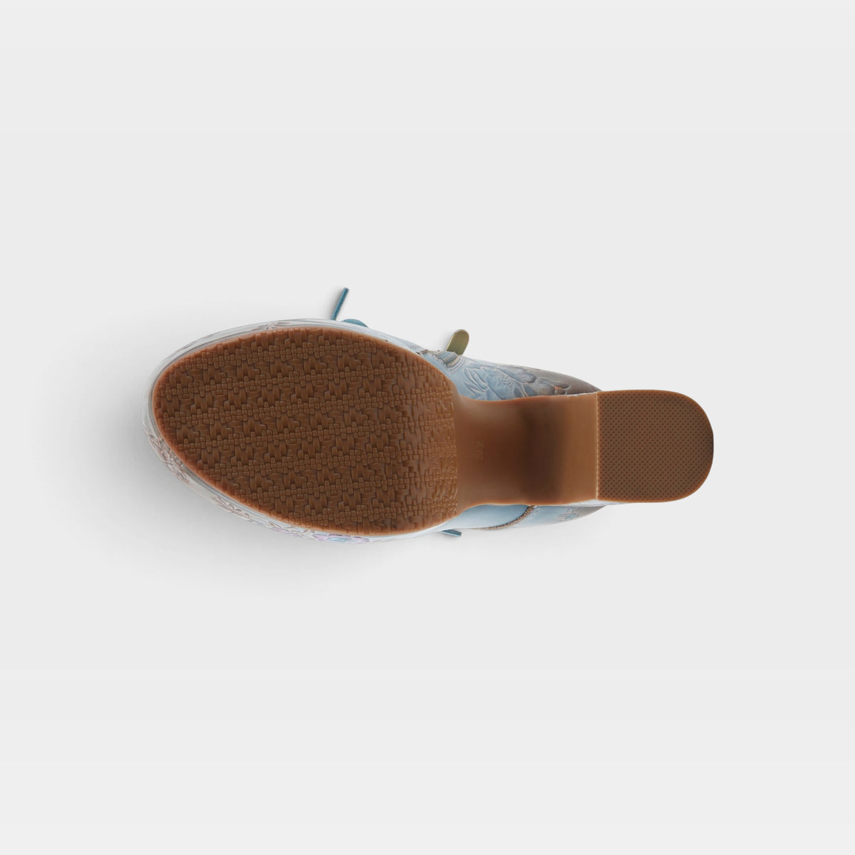 L'Artiste Messapica boots in Sky Blue Multi, outsole view