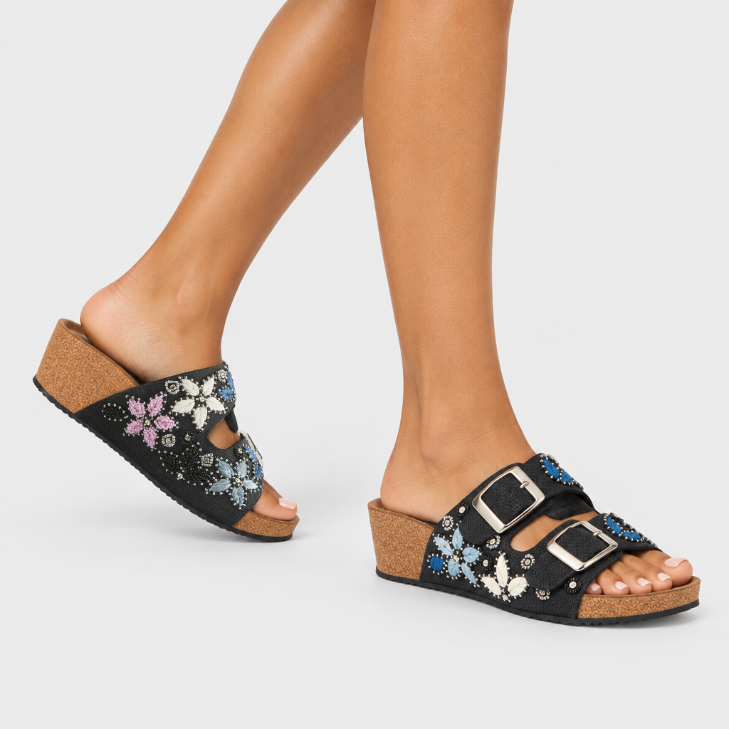 Azura Miraflores Black Multi Sandal - on-foot view