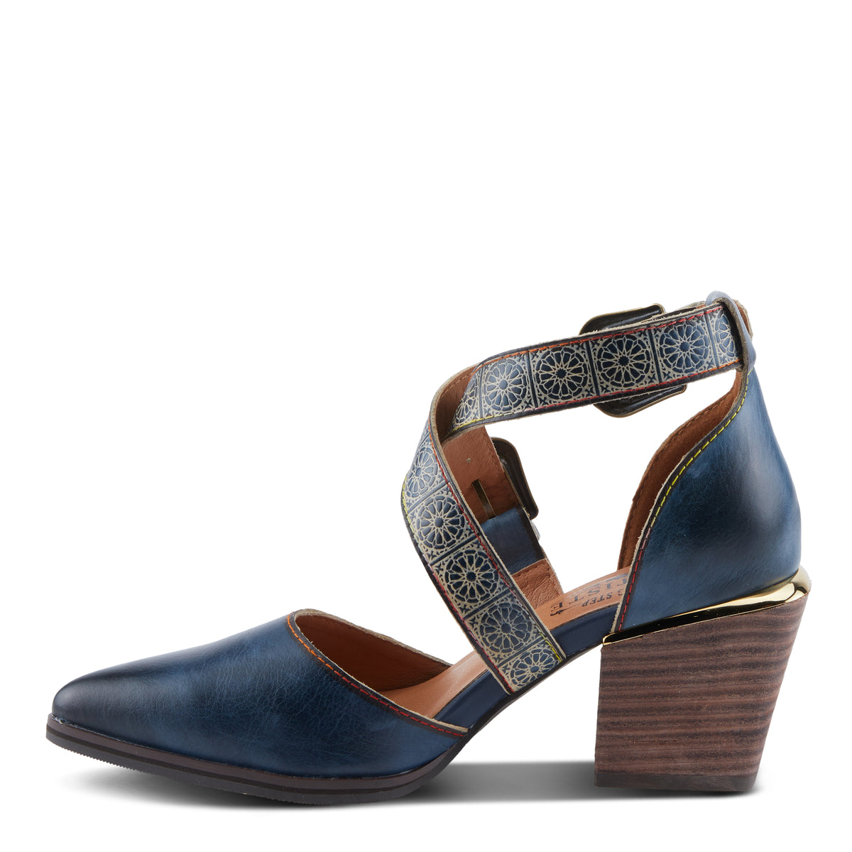 L'Artiste L'ARTISTE MODELISTA SHOES shoe in navy multi with handcrafted leather design