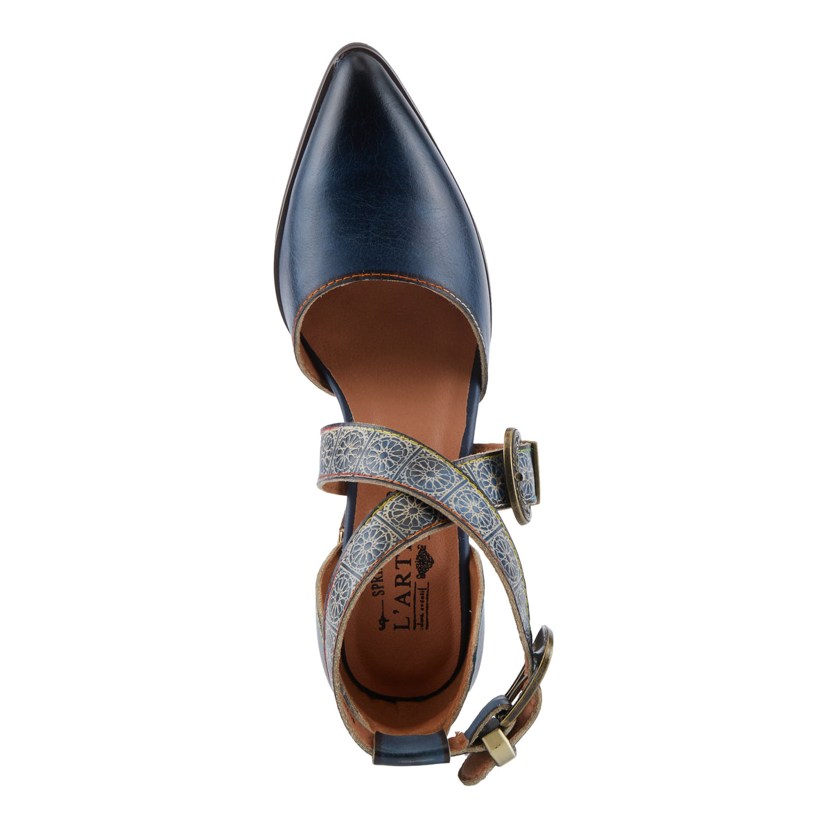 L'Artiste L'ARTISTE MODELISTA SHOES shoe in navy multi with handcrafted leather design