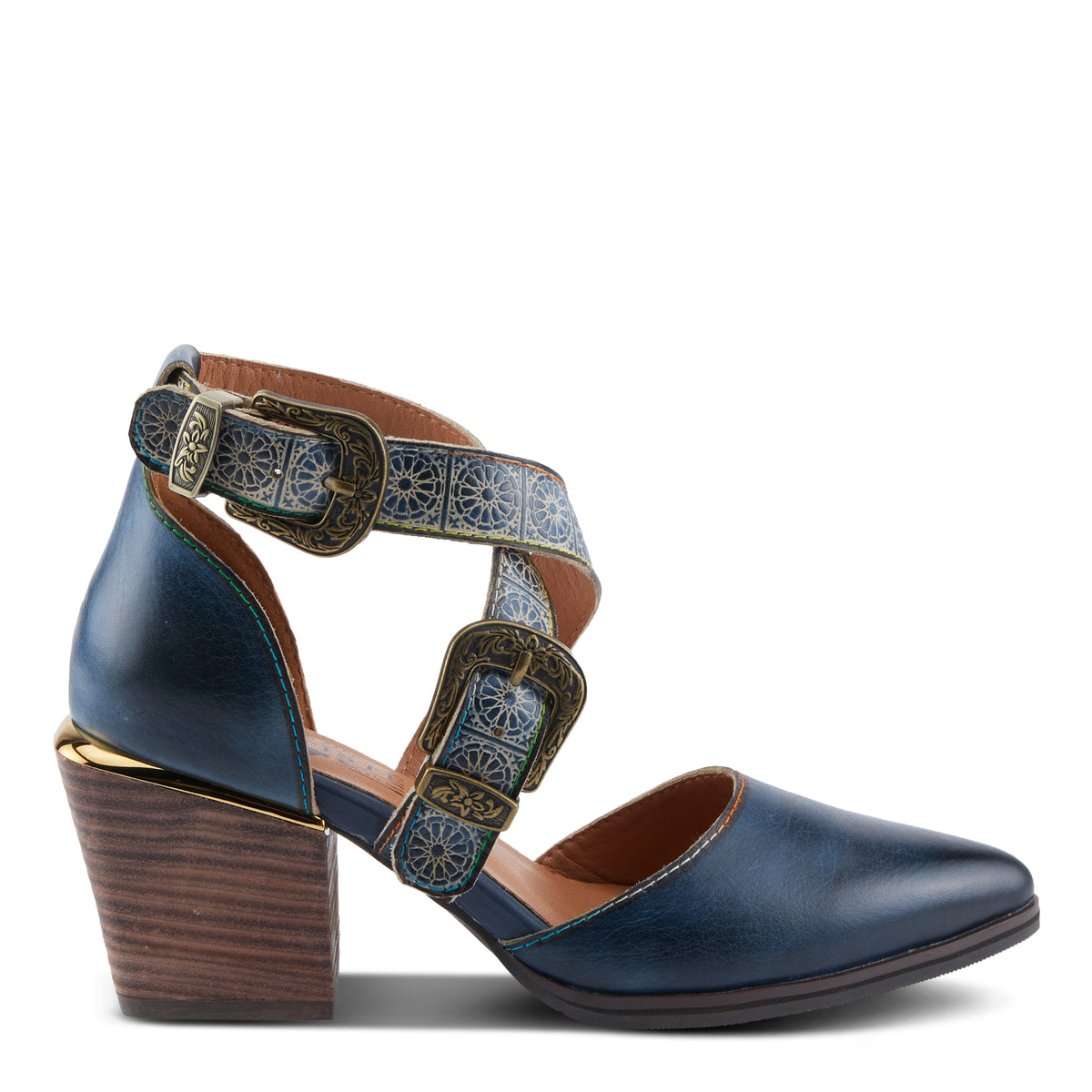 L'Artiste L'ARTISTE MODELISTA SHOES shoe in navy multi with handcrafted leather design