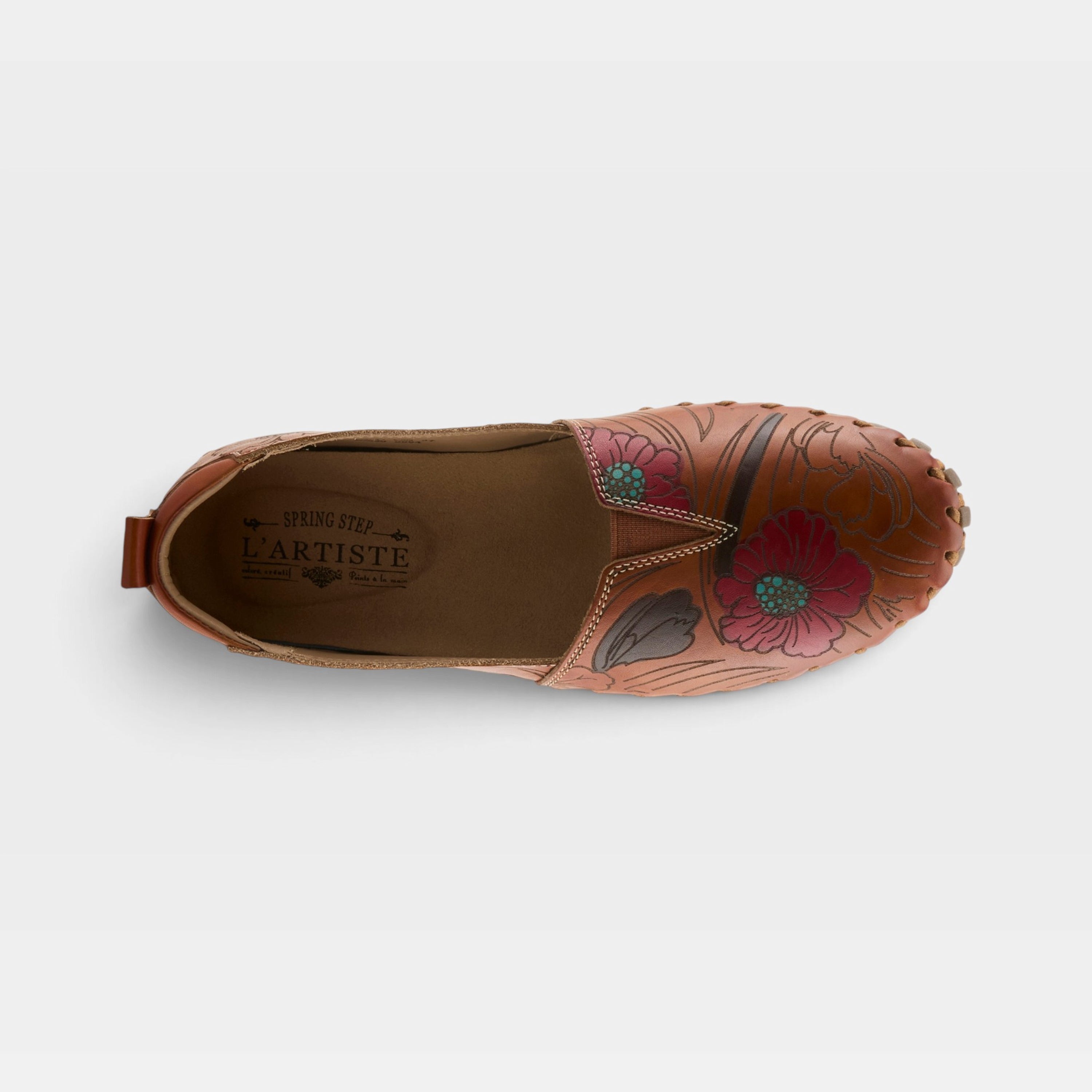 L'Artiste Modesty shoes in Camel Multi, top view