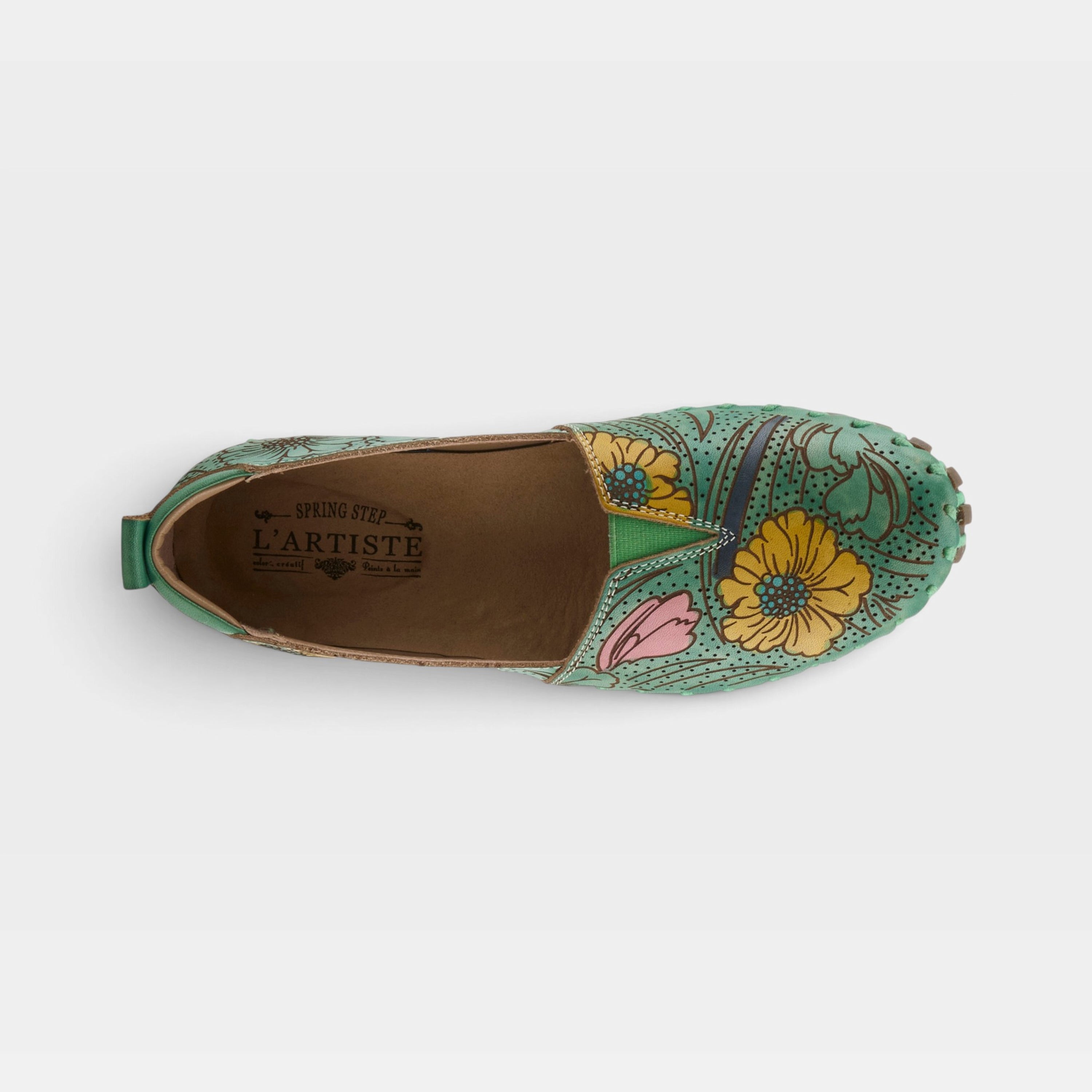 L'Artiste Modesty shoes in Mint Green Multi, top view