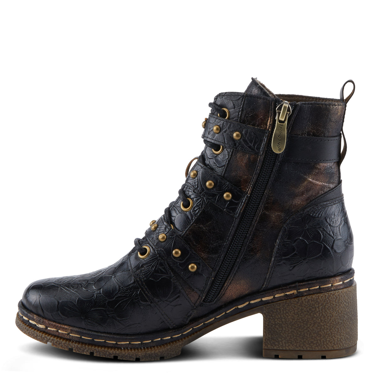 L'Artiste L'ARTISTE MOONLIT BOOTS boot in olive multi with handcrafted leather design