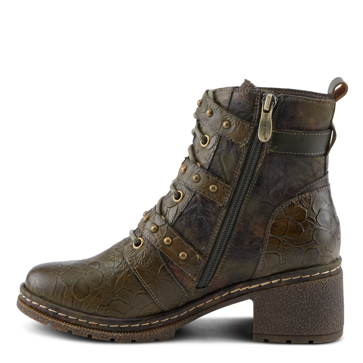 L'Artiste L'ARTISTE MOONLIT BOOTS boot in olive multi with handcrafted leather design