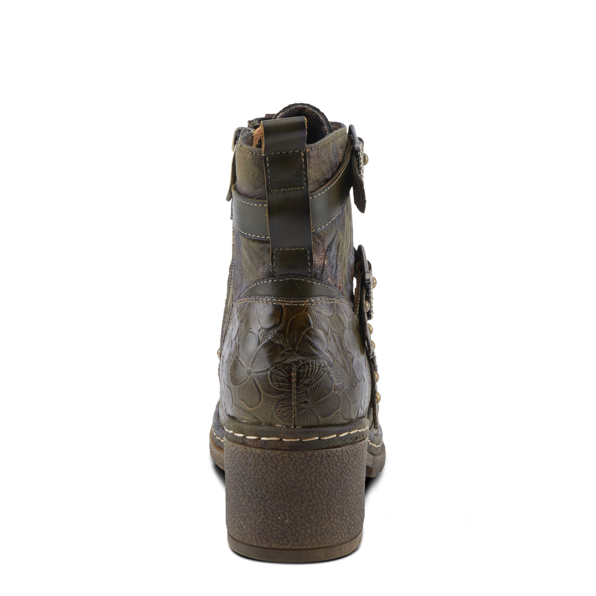 L'Artiste L'ARTISTE MOONLIT BOOTS boot in olive multi with handcrafted leather design