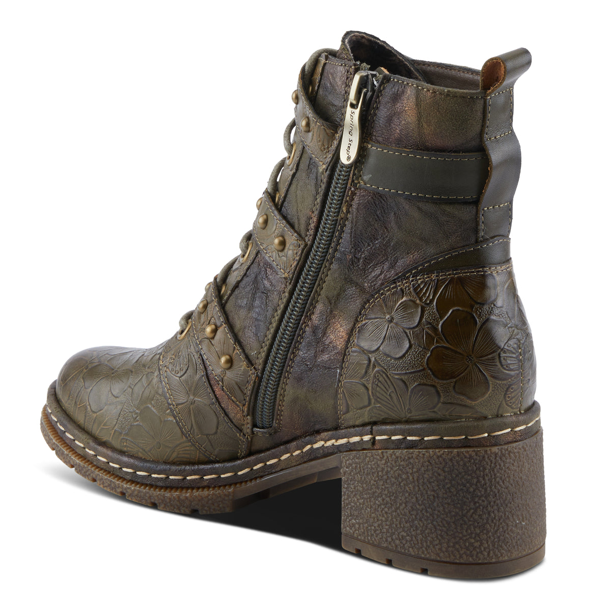 L'Artiste L'ARTISTE MOONLIT BOOTS boot in olive multi with handcrafted leather design