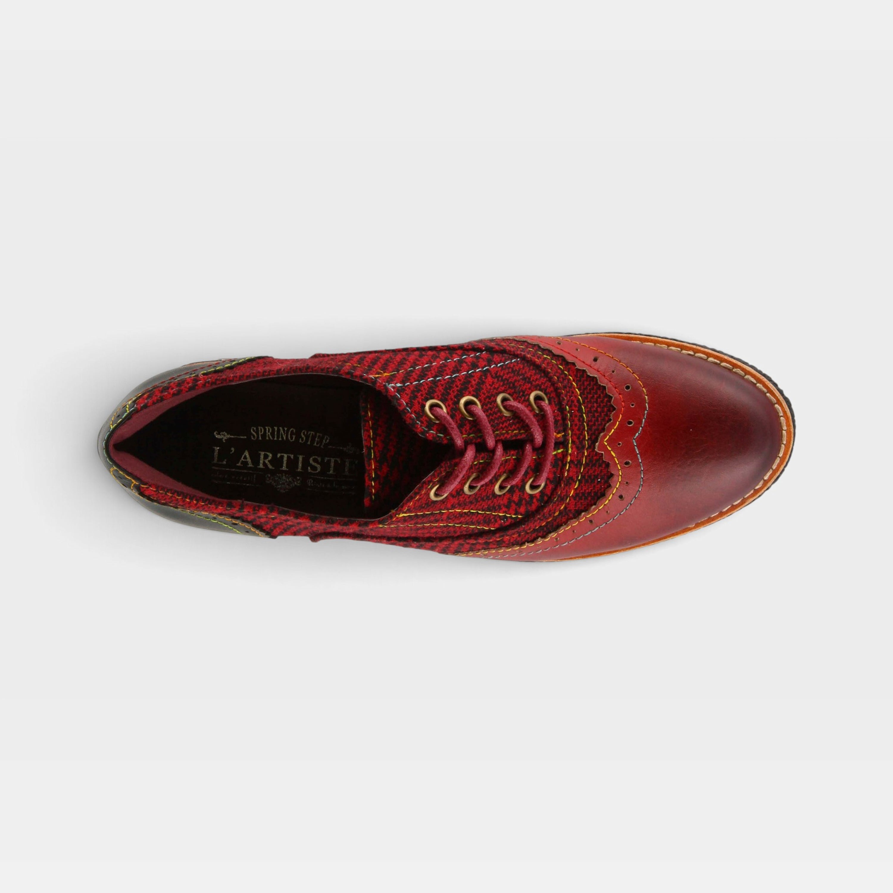 L'Artiste Muggiasti shoes in Red Multi, top view