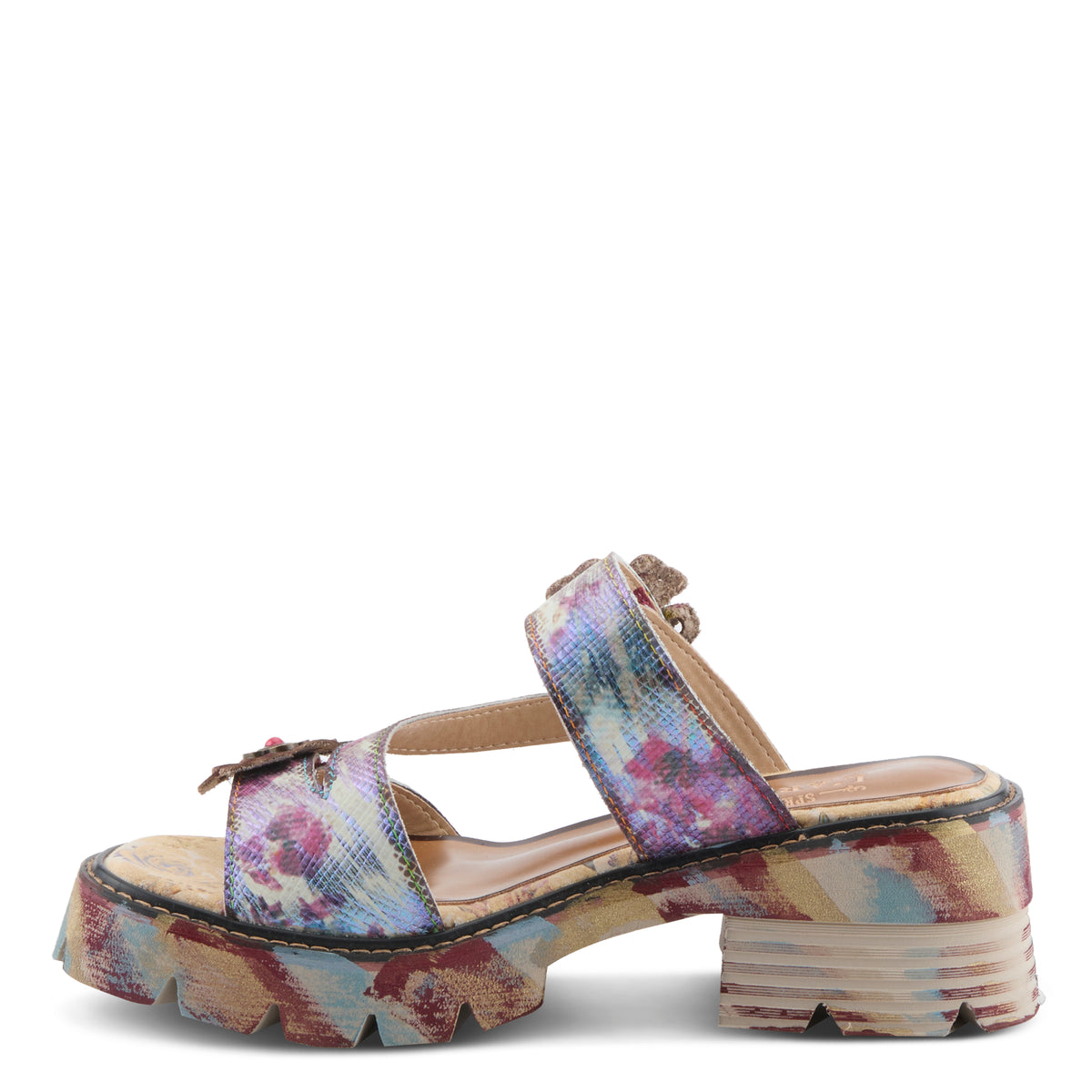 L'Artiste L'ARTISTE MYRINA SANDAL sandal in plum multi with handcrafted leather design