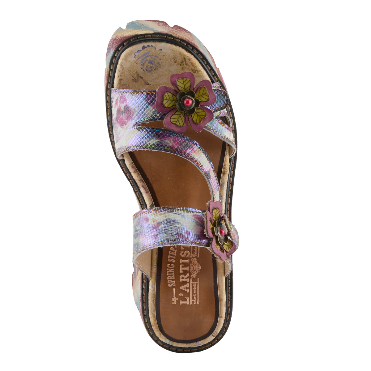 L'Artiste L'ARTISTE MYRINA SANDAL sandal in plum multi with handcrafted leather design