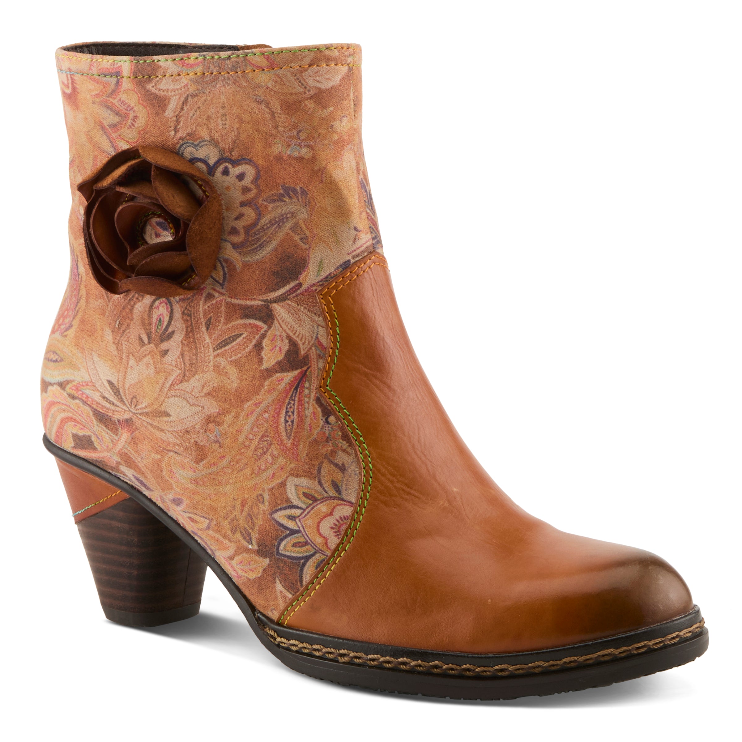(取寄) ラルティストバイスプリングステップ レディース ナイーマ L'Artiste by Spring Step women Naima Camel Multi Patent Leather Boots – Zip & Low Heel – Spring Step Shoes