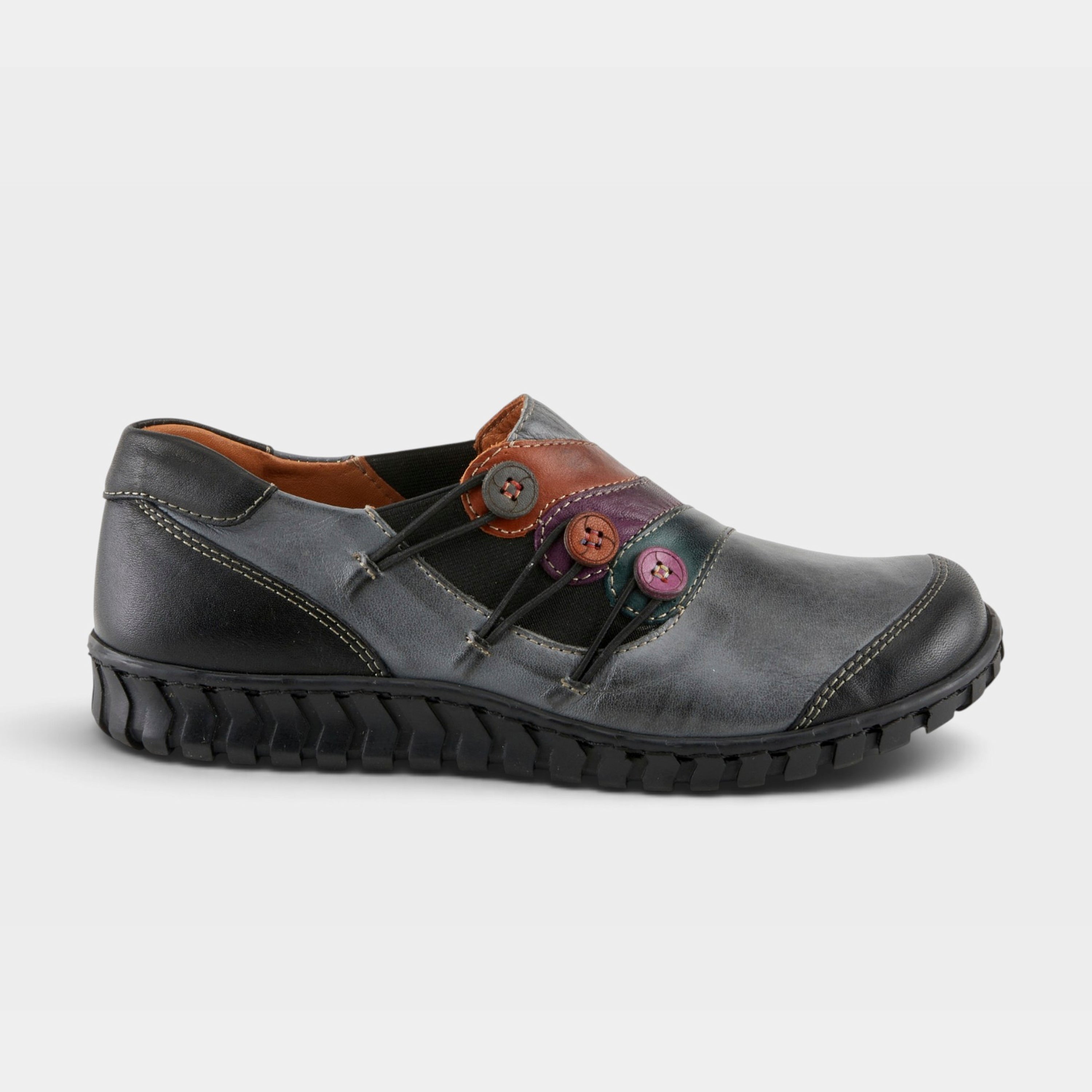 Spring Step Neeta Dark Grey Multi Slip-On Shoe