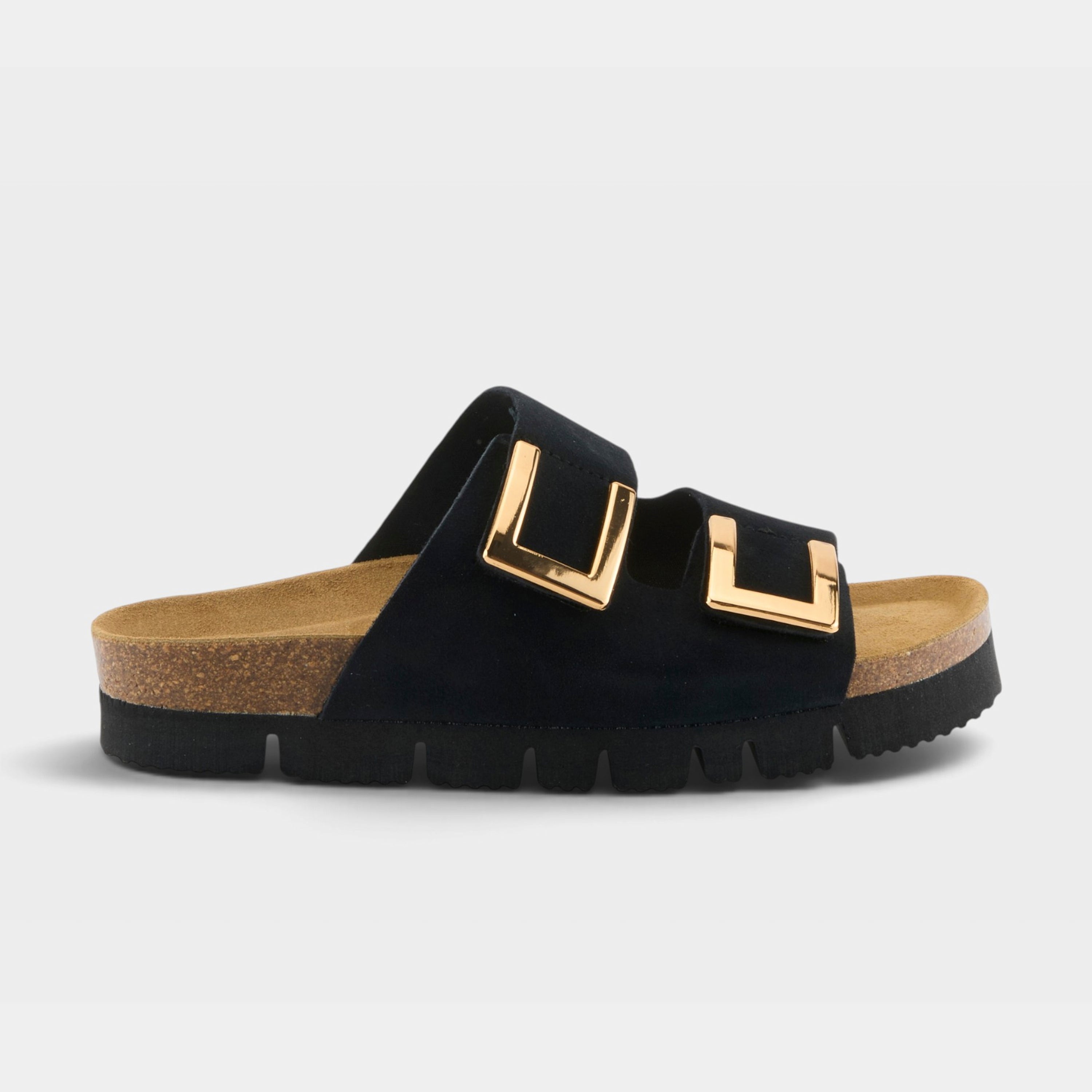Spring Step Nesconset Black Suede Platform Sandal