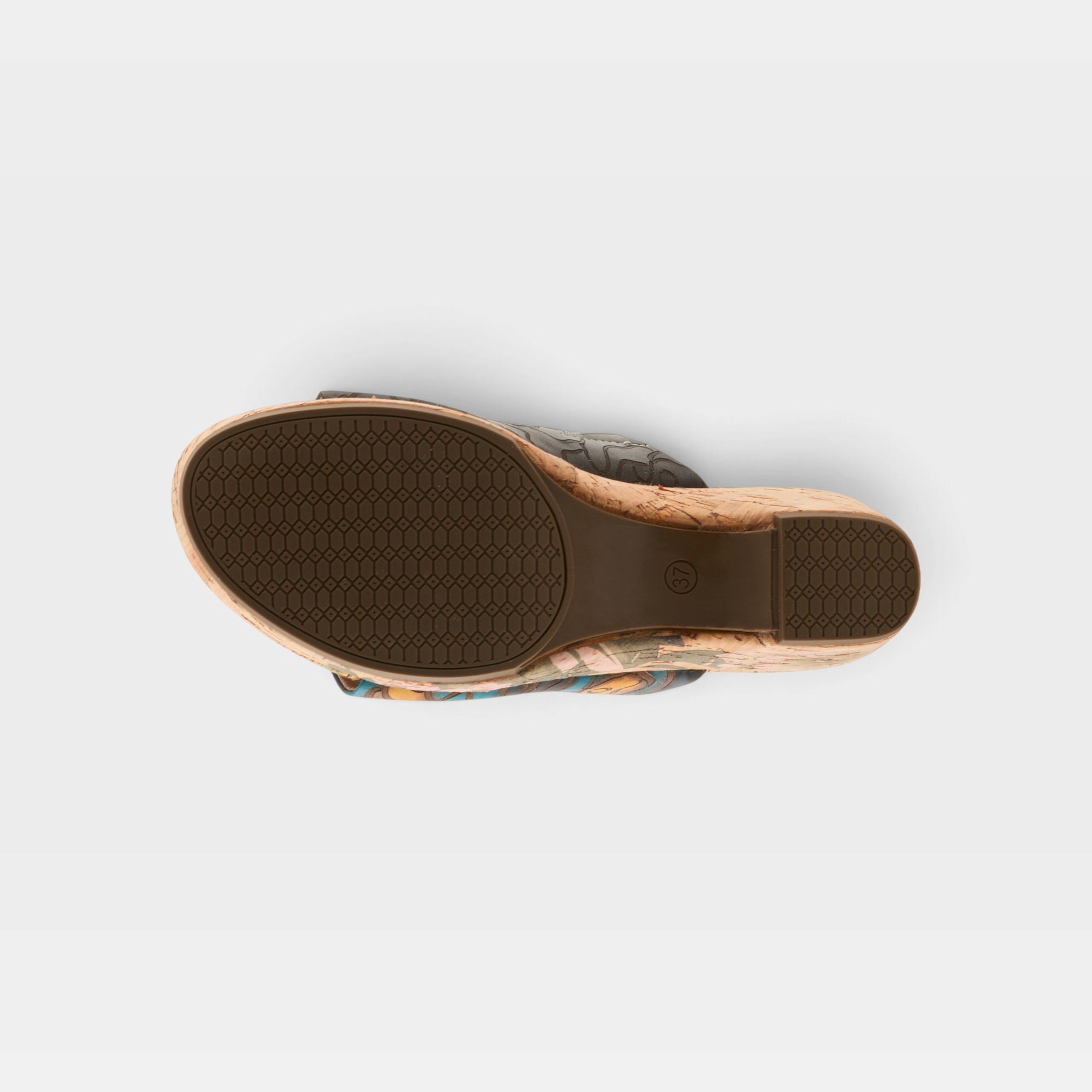 L'Artiste Niceneasy sandals in Black Multi, outsole view
