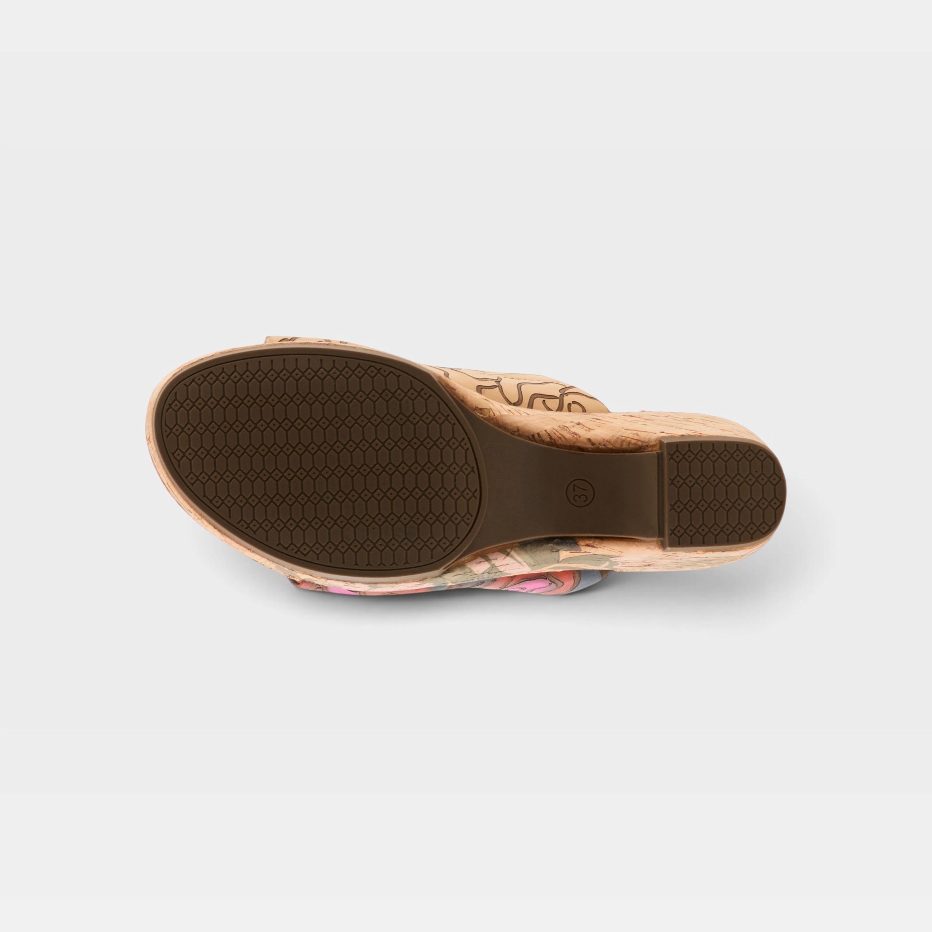 L'Artiste Niceneasy sandals in Tan Multi, outsole view