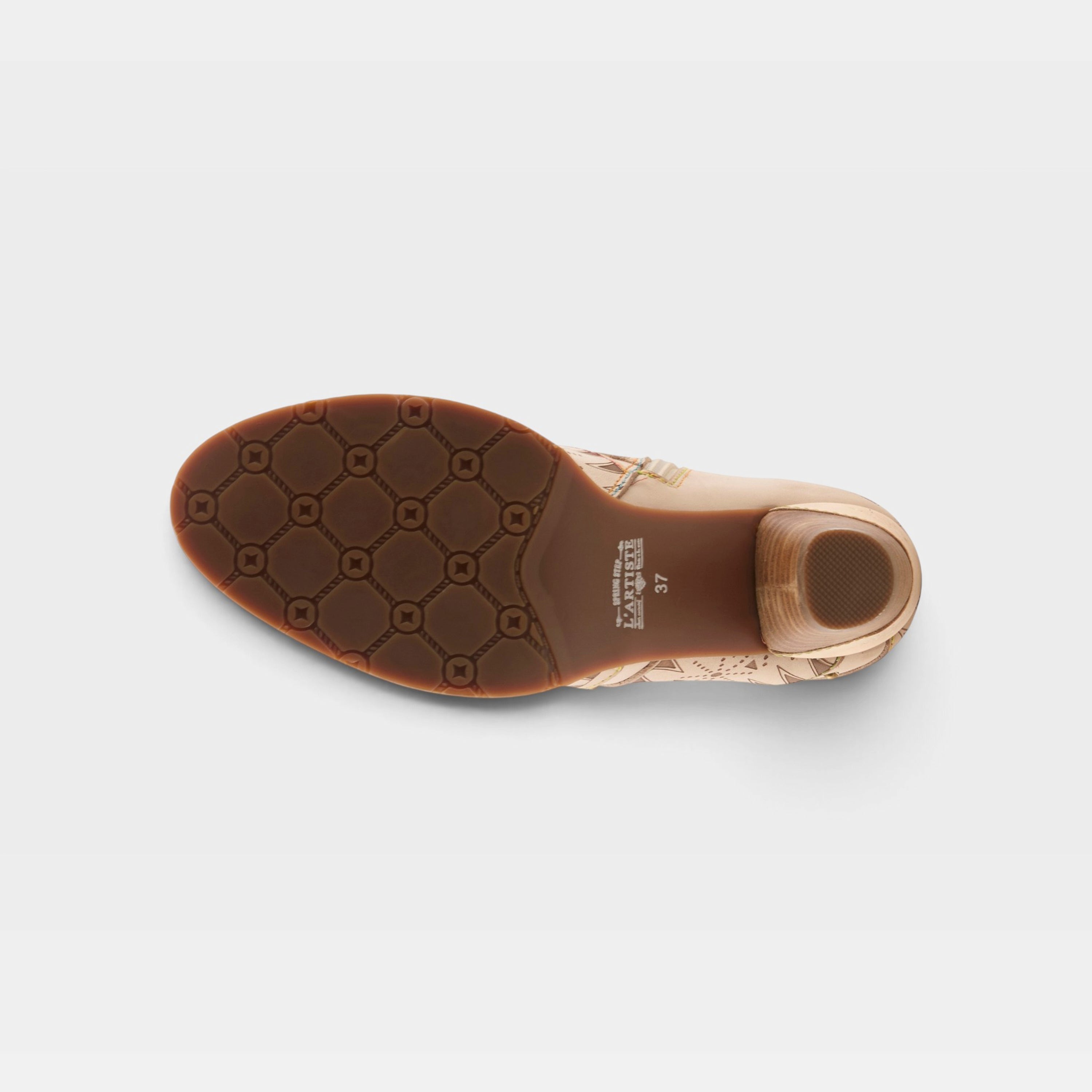 L'Artiste Niobe boots in Beige Multi, outsole view