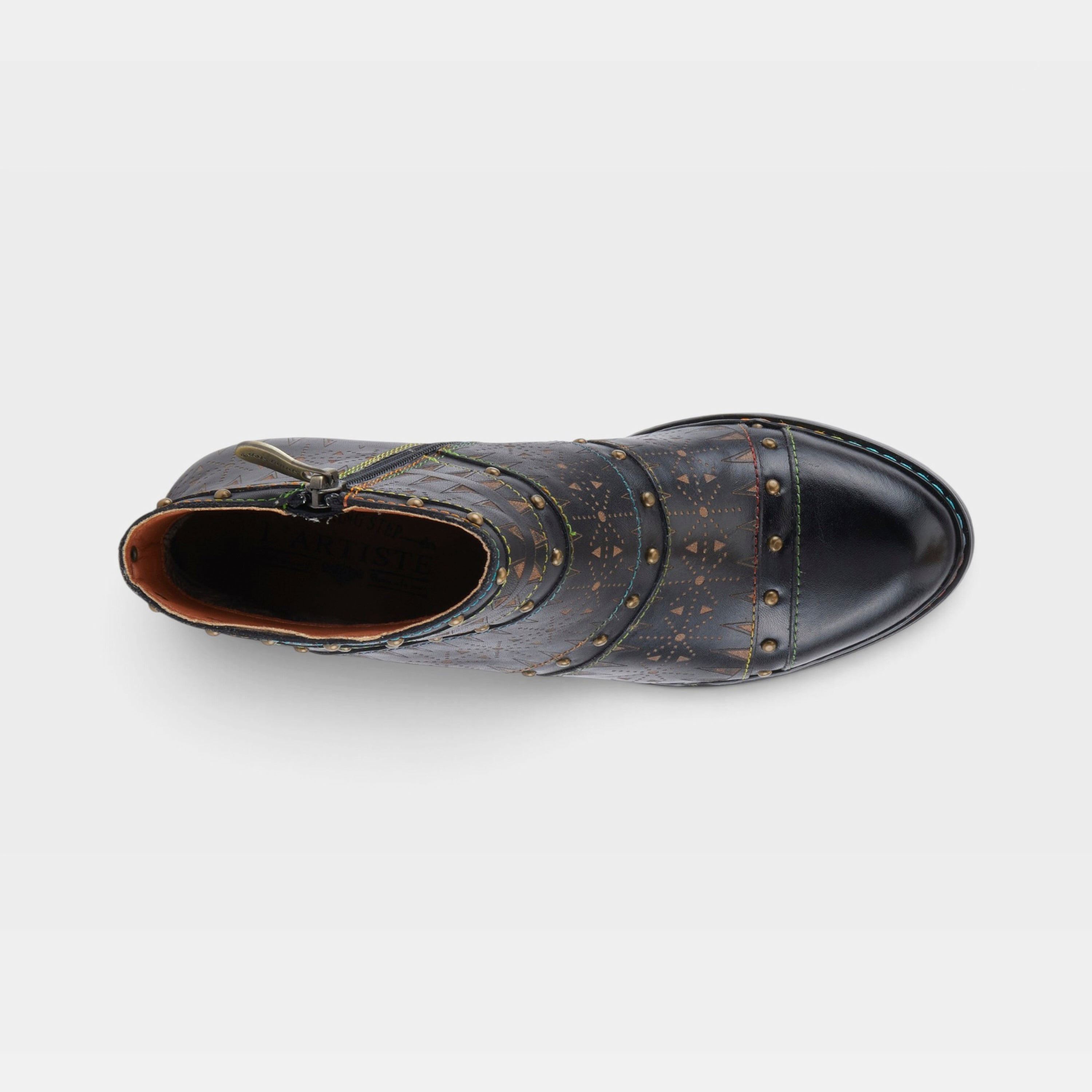 L'Artiste Niobe boots in Black Multi, top view