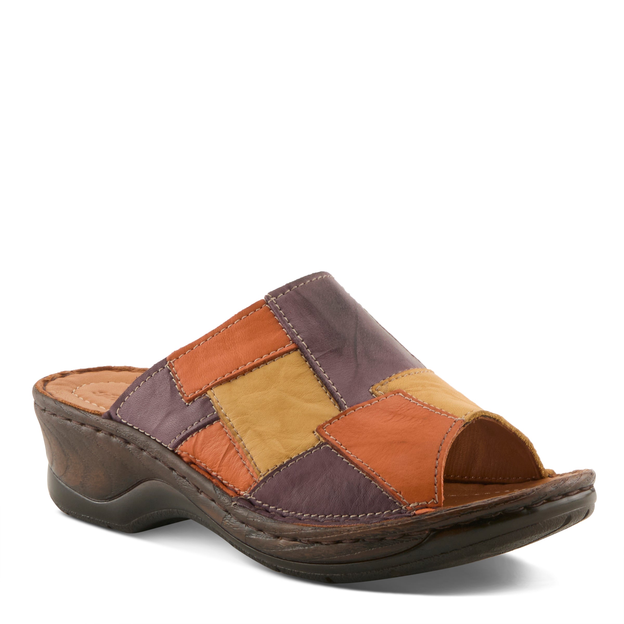 Women's Leather Nivara Wedge Slide Sandals - Spring Step Shoes