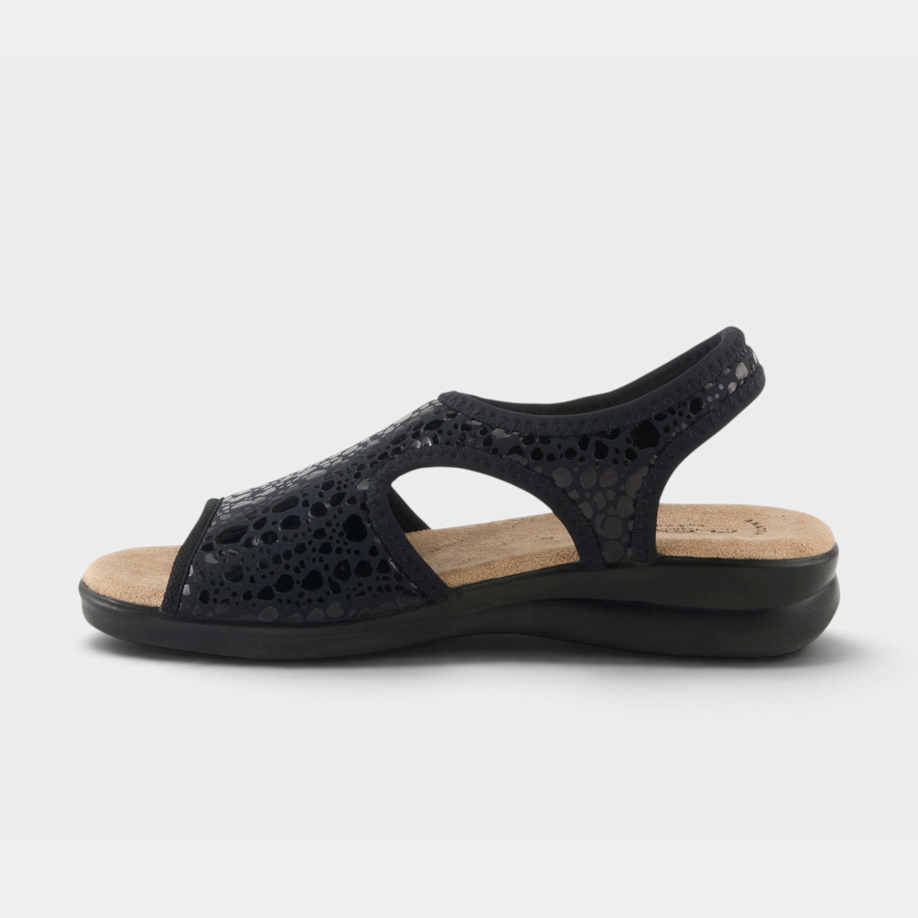 Flexus Nyaman-Crackle Black Sandal