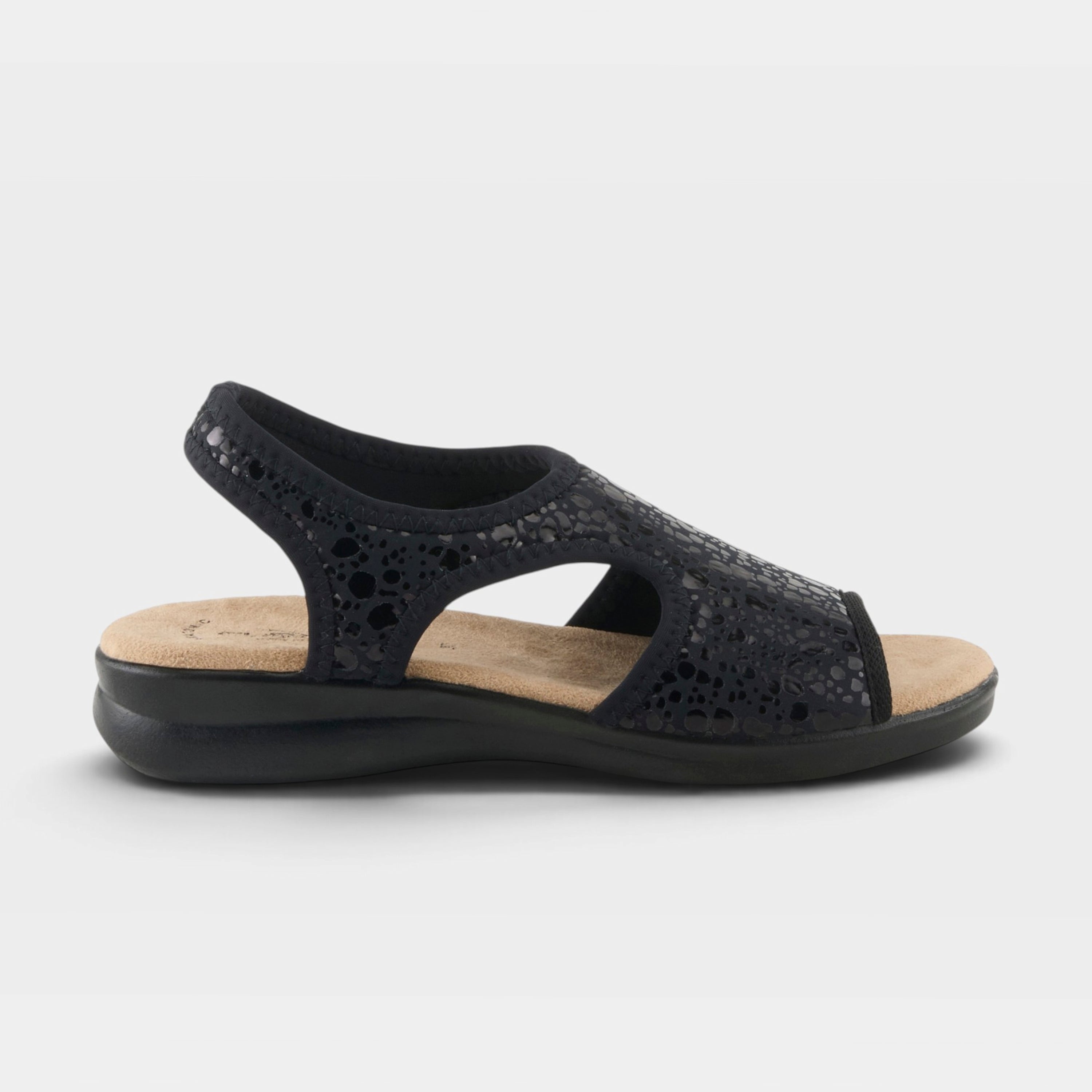 Flexus Nyaman-Crackle Black Sandal