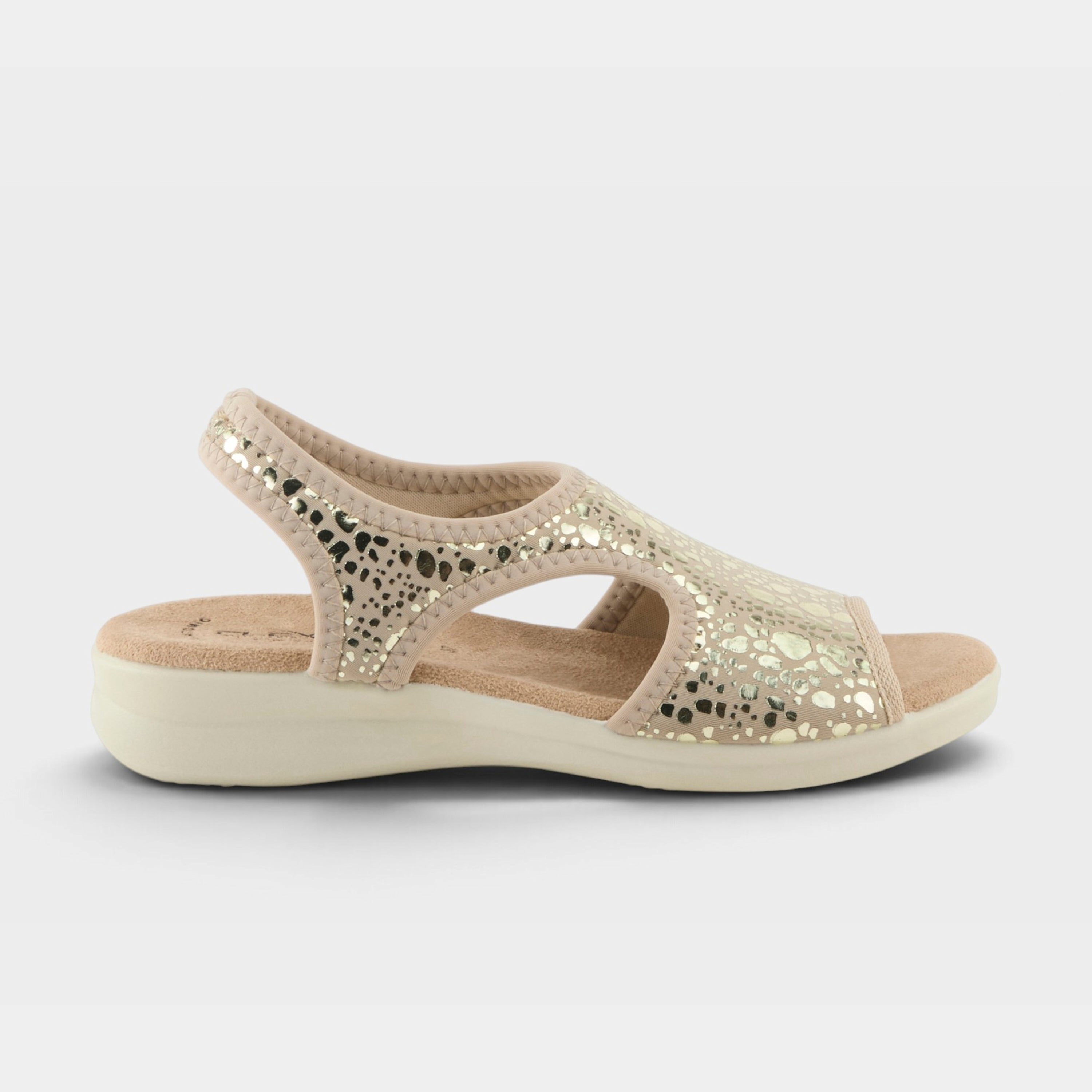 Flexus Nyaman-Crackle Gold Sandal