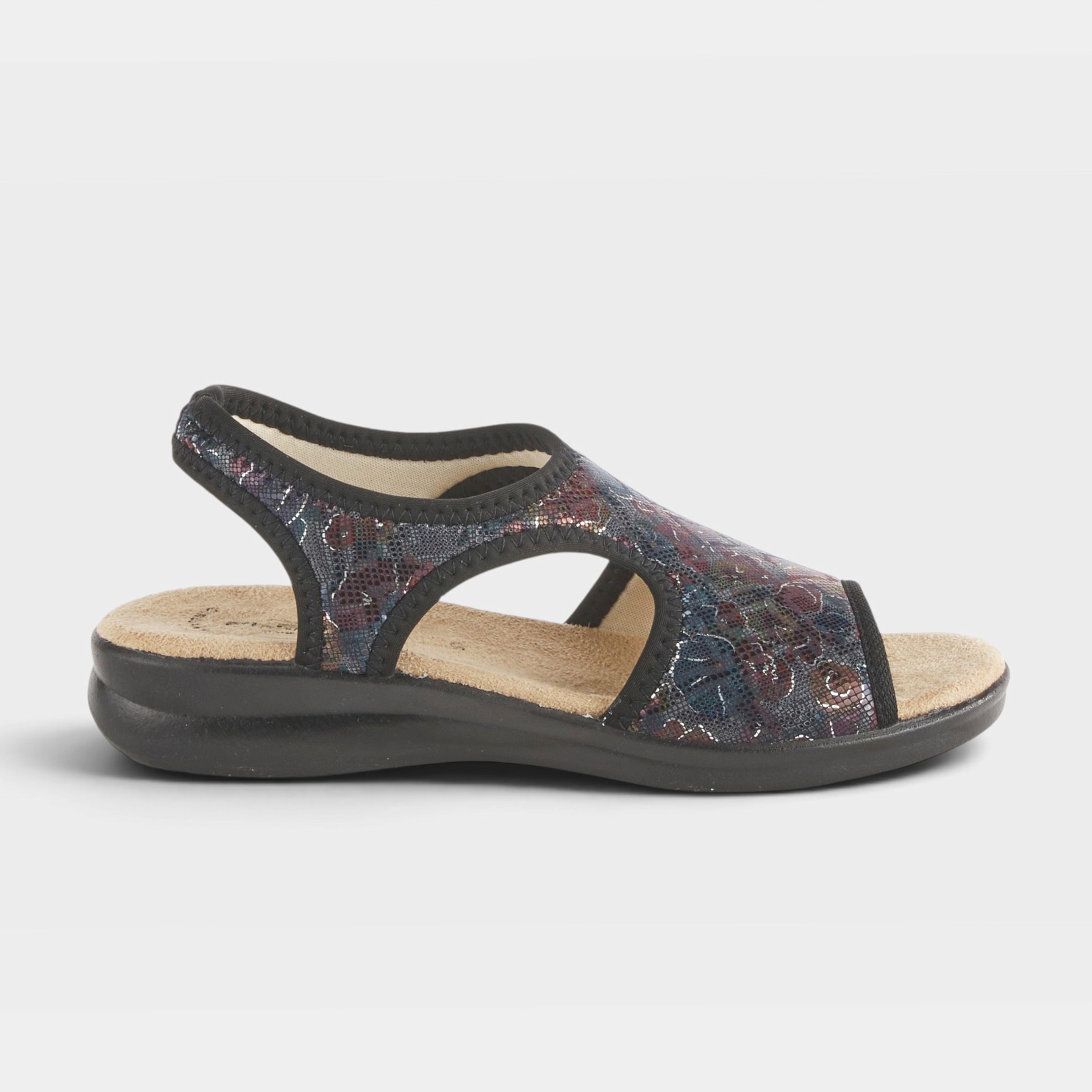 Flexus Nyaman-Floral Black Multi Sandal