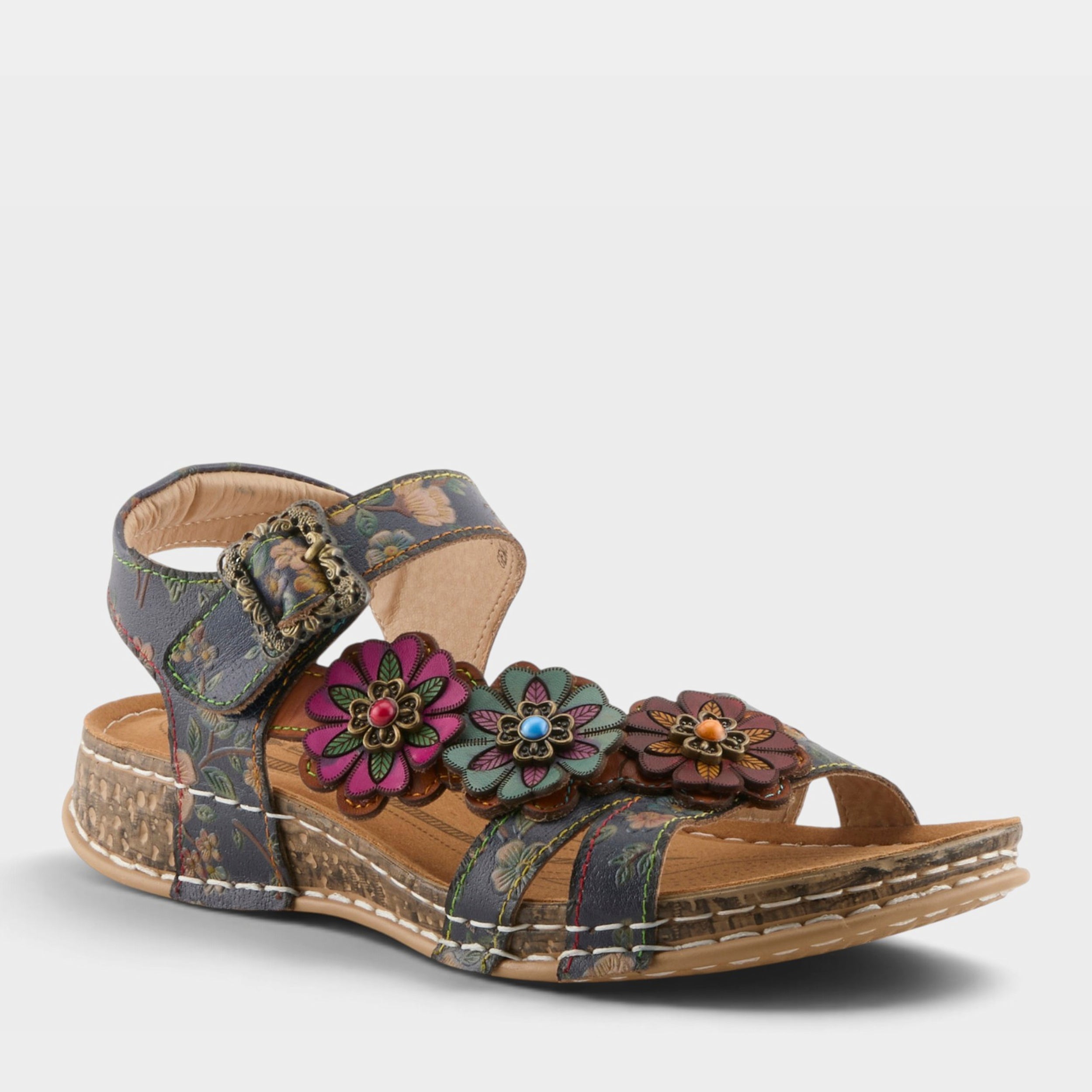 Stylish L'ARTISTE Offcenter Floral Sandals - Spring Step Shoes