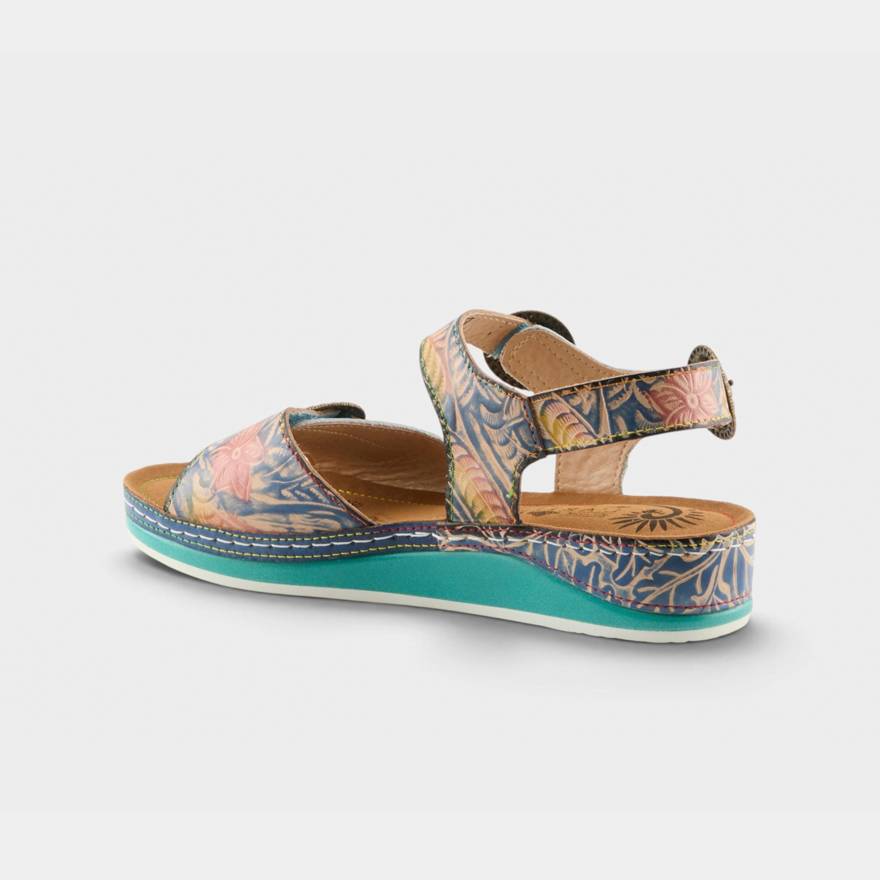 L'Artiste Offtrak sandals in Blue Multi, alternate angle view