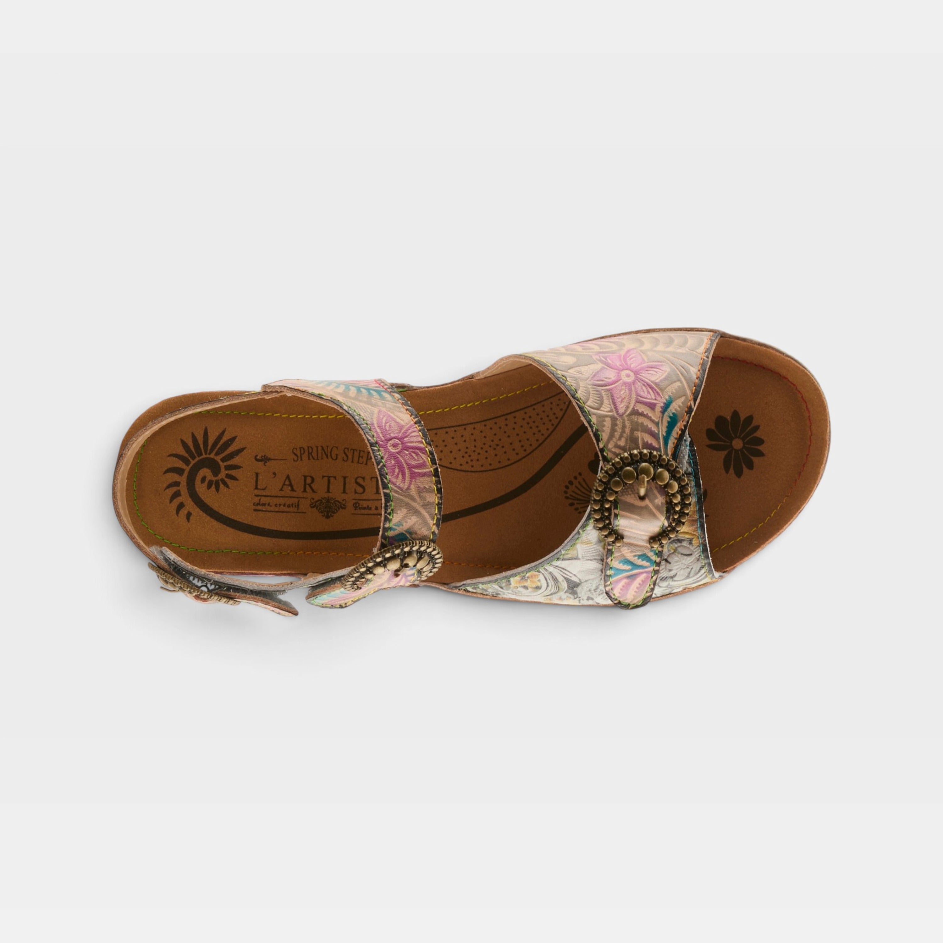 L'Artiste Offtrak sandals in Grey Multi, top view