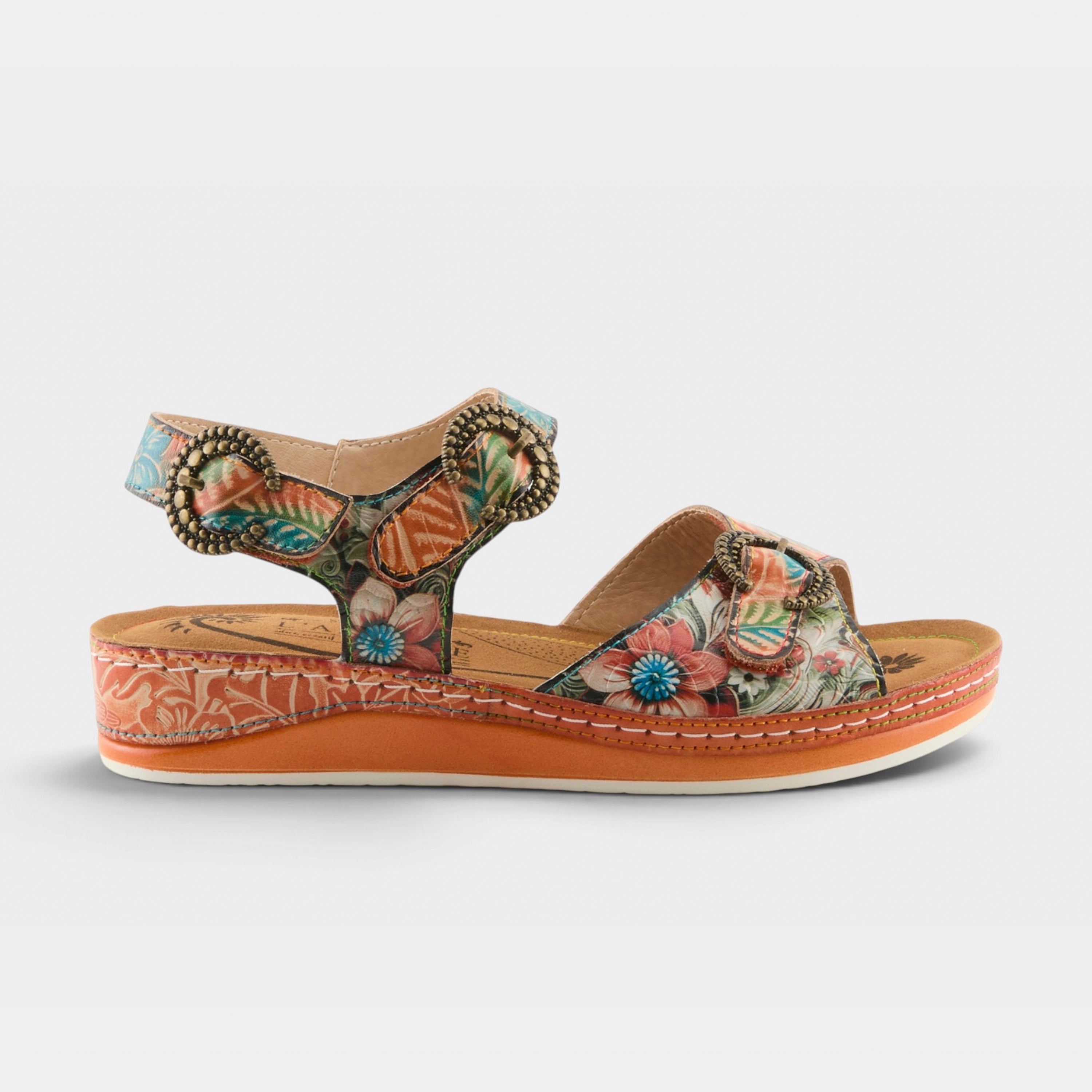 L'Artiste Offtrak sandals in Orange Multi, hero view
