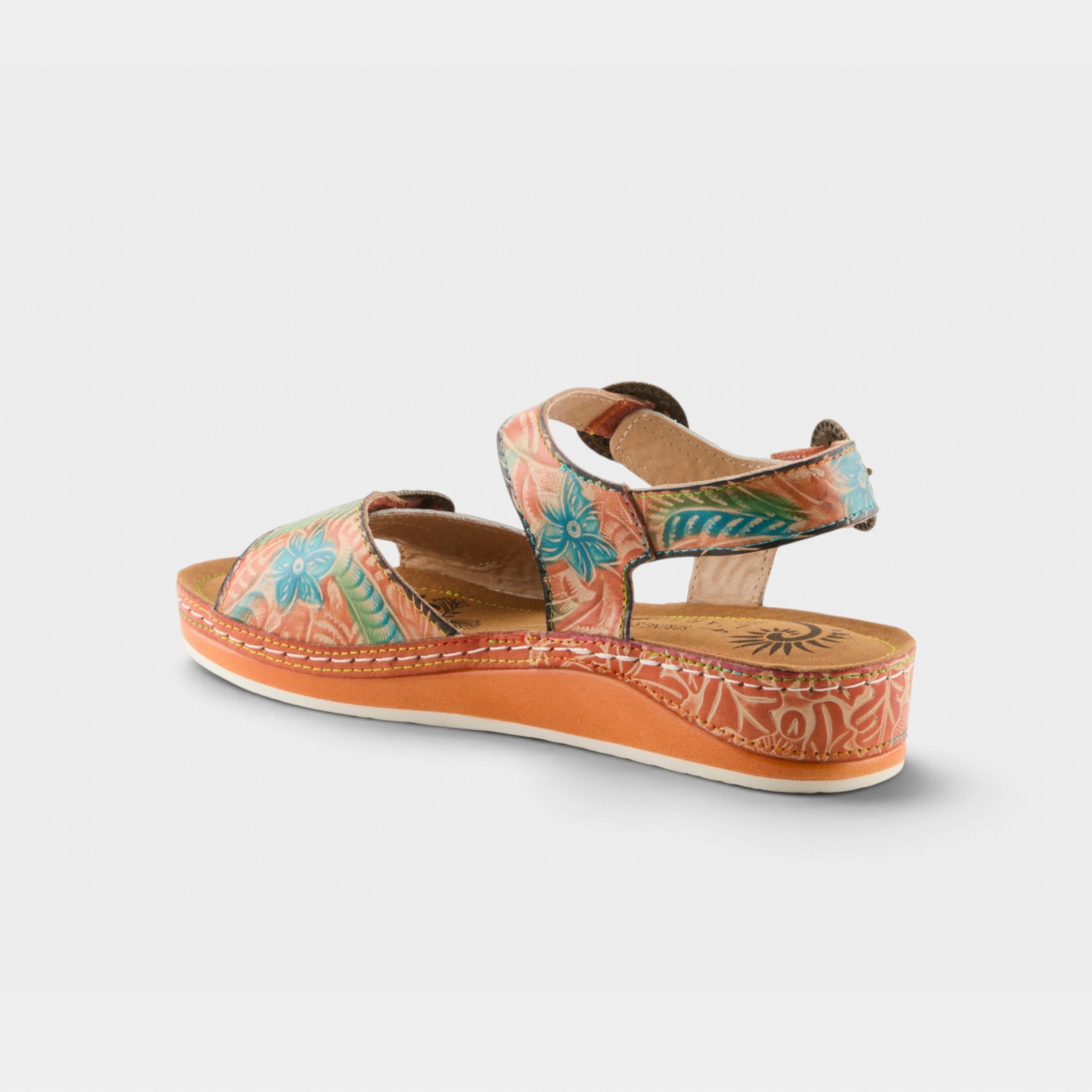 L'Artiste Offtrak sandals in Orange Multi, alternate angle view