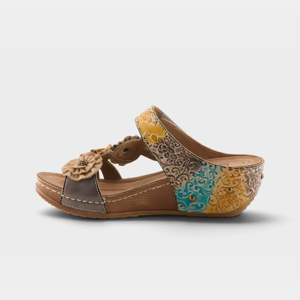 L'Artiste Ohsosweet sandals in Grey Multi, side view