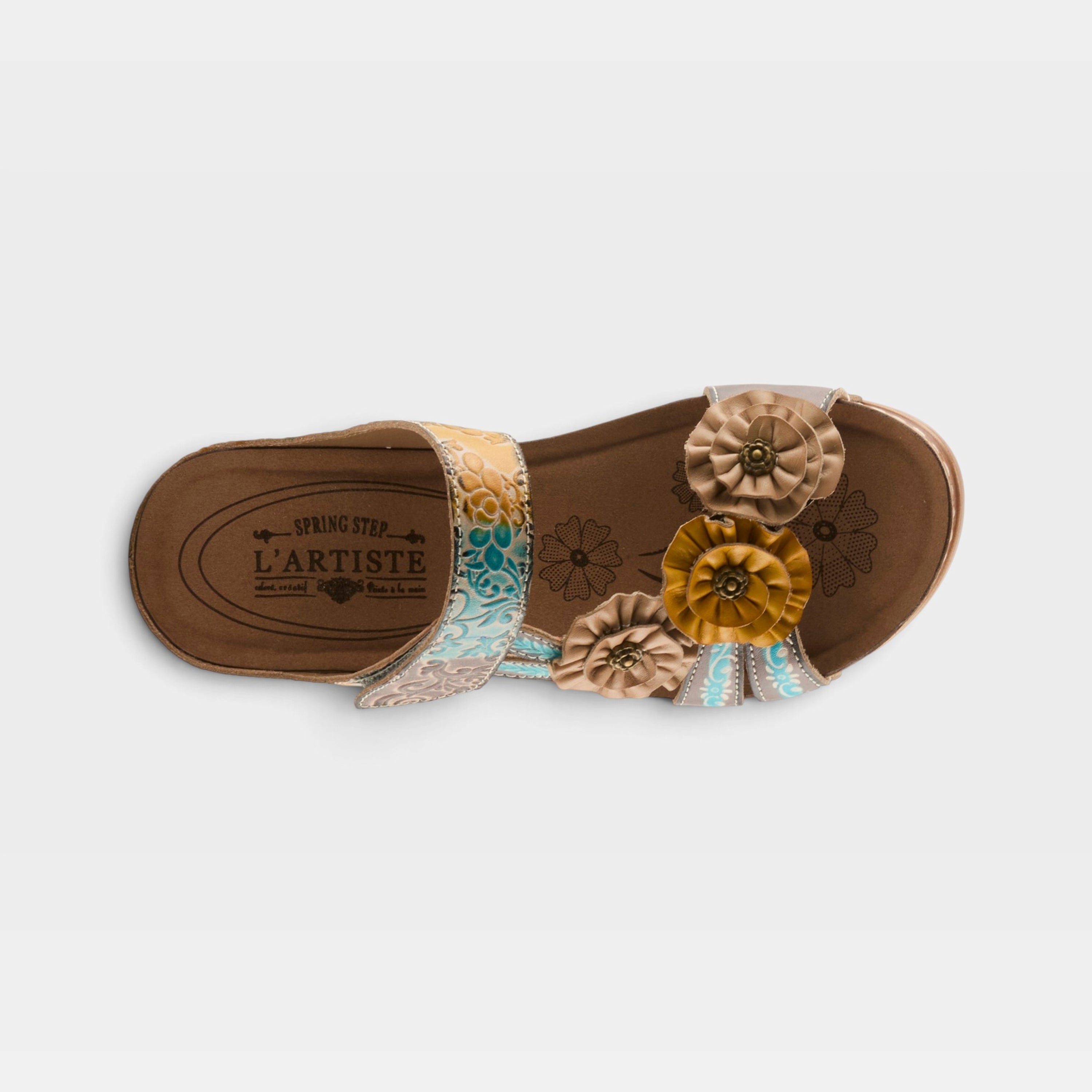 L'Artiste Ohsosweet sandals in Grey Multi, top view