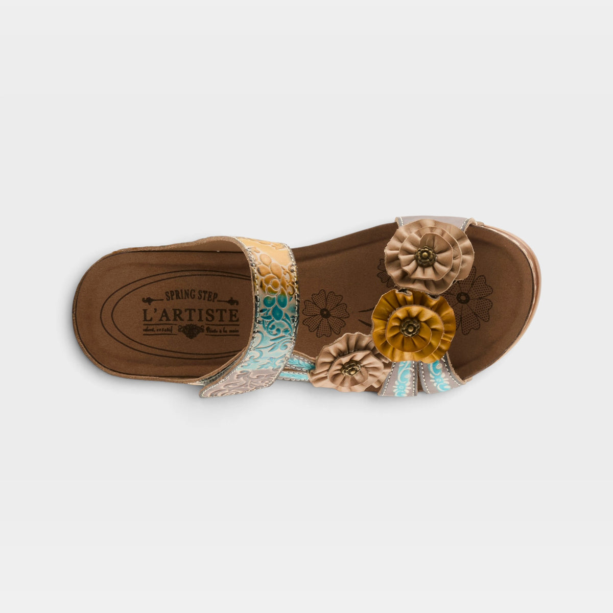 L'Artiste Ohsosweet sandals in Grey Multi, top view