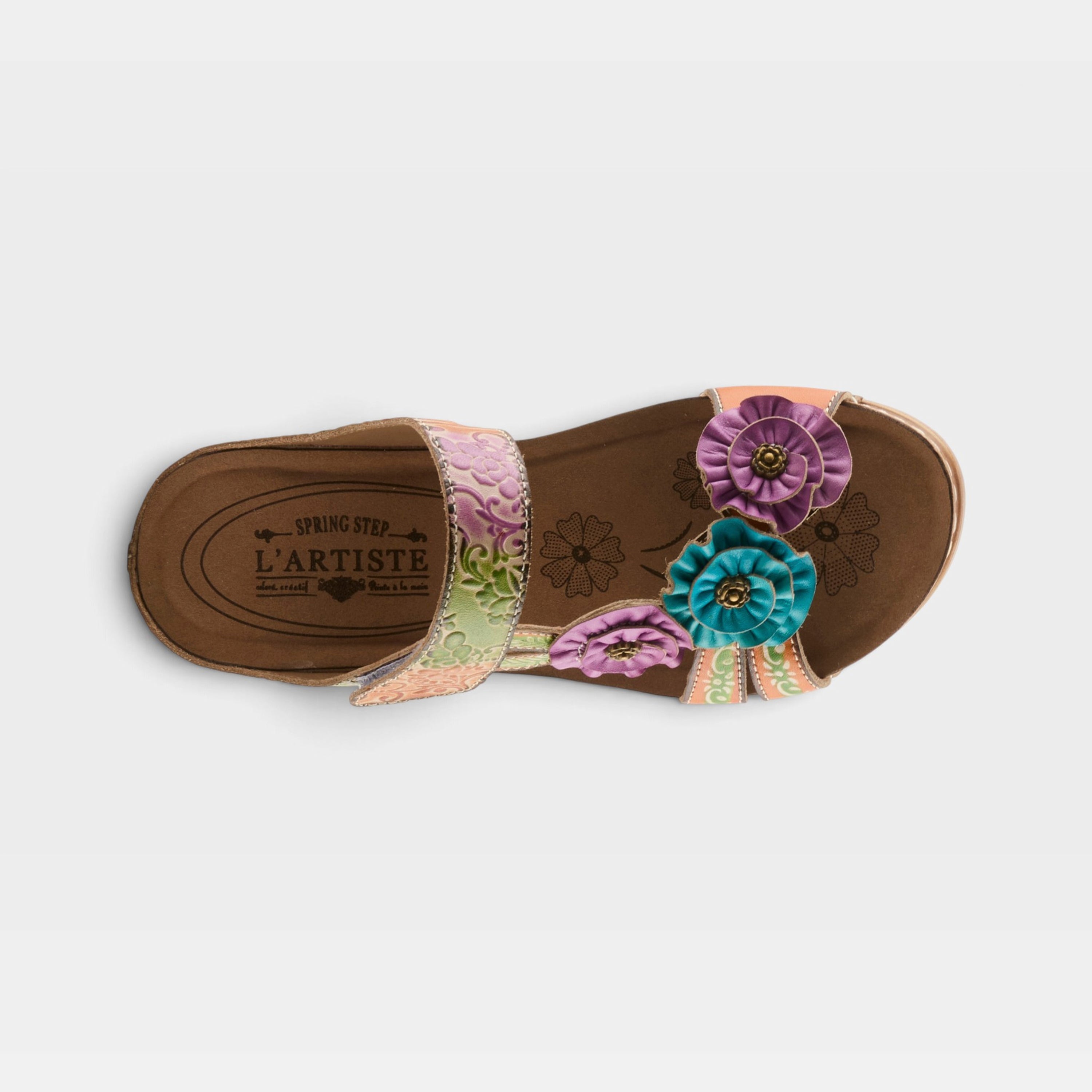 L'Artiste Ohsosweet sandals in Mango Multi, top view