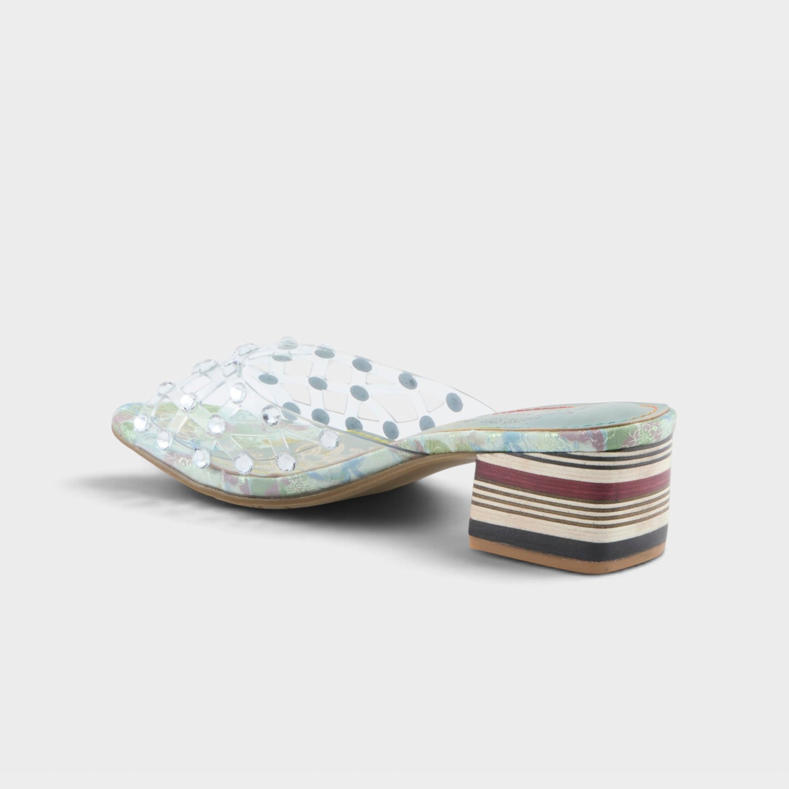 L'Artiste Ontherox sandals in Mint Green Multi, alternate angle view