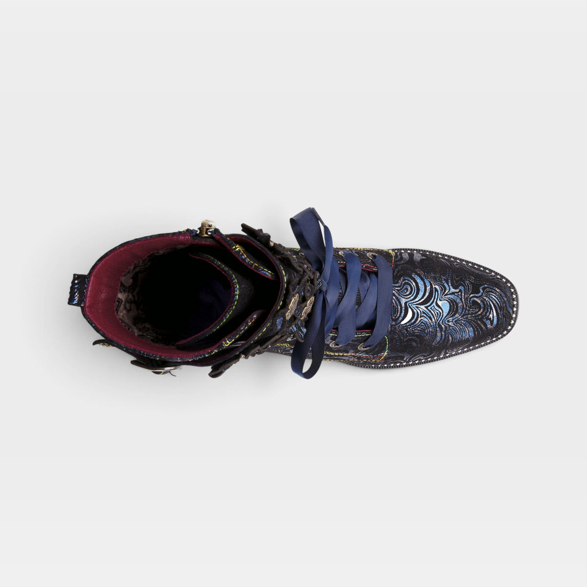 L'Artiste Originala boots in Navy, top view