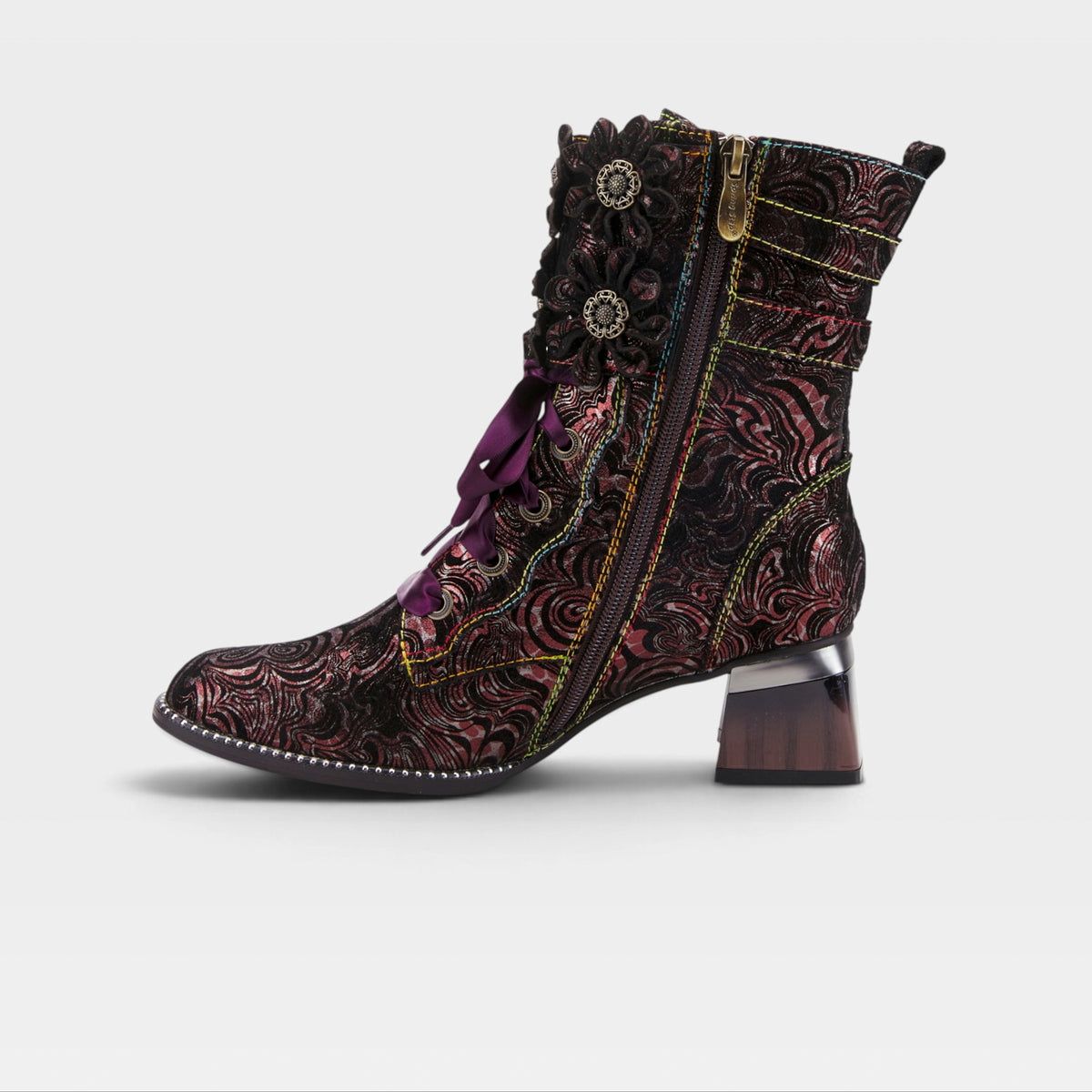 L'Artiste Originala boots in Purple, side view