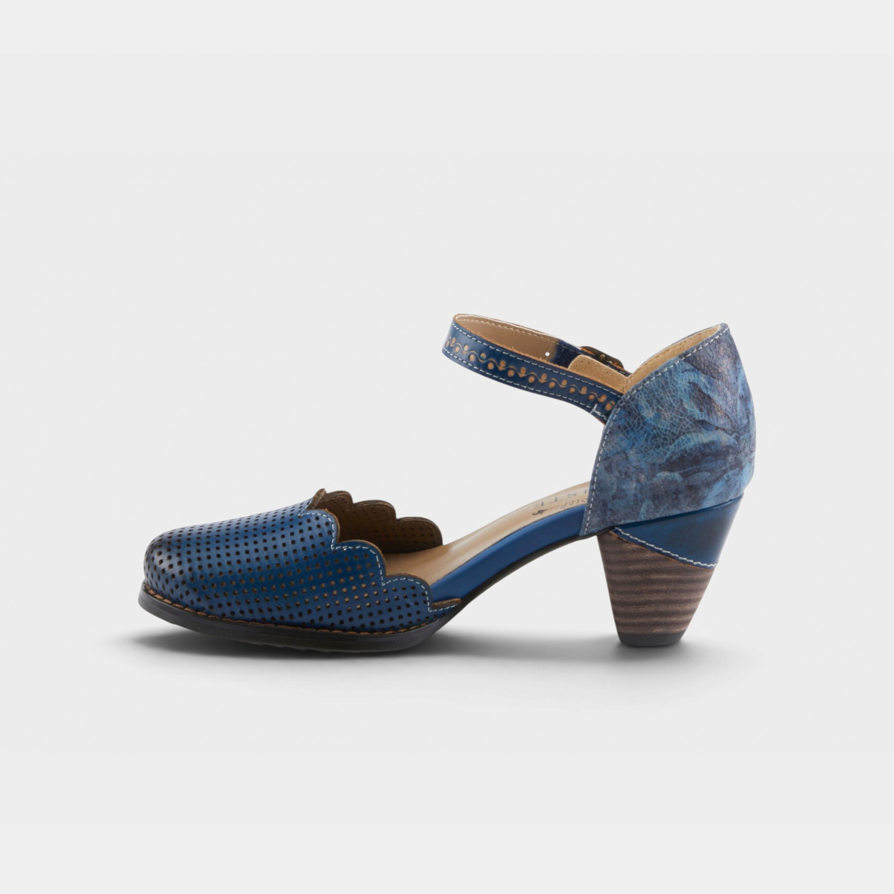 L'Artiste Parchelle Mary Jane shoes in Navy Multi, side view
