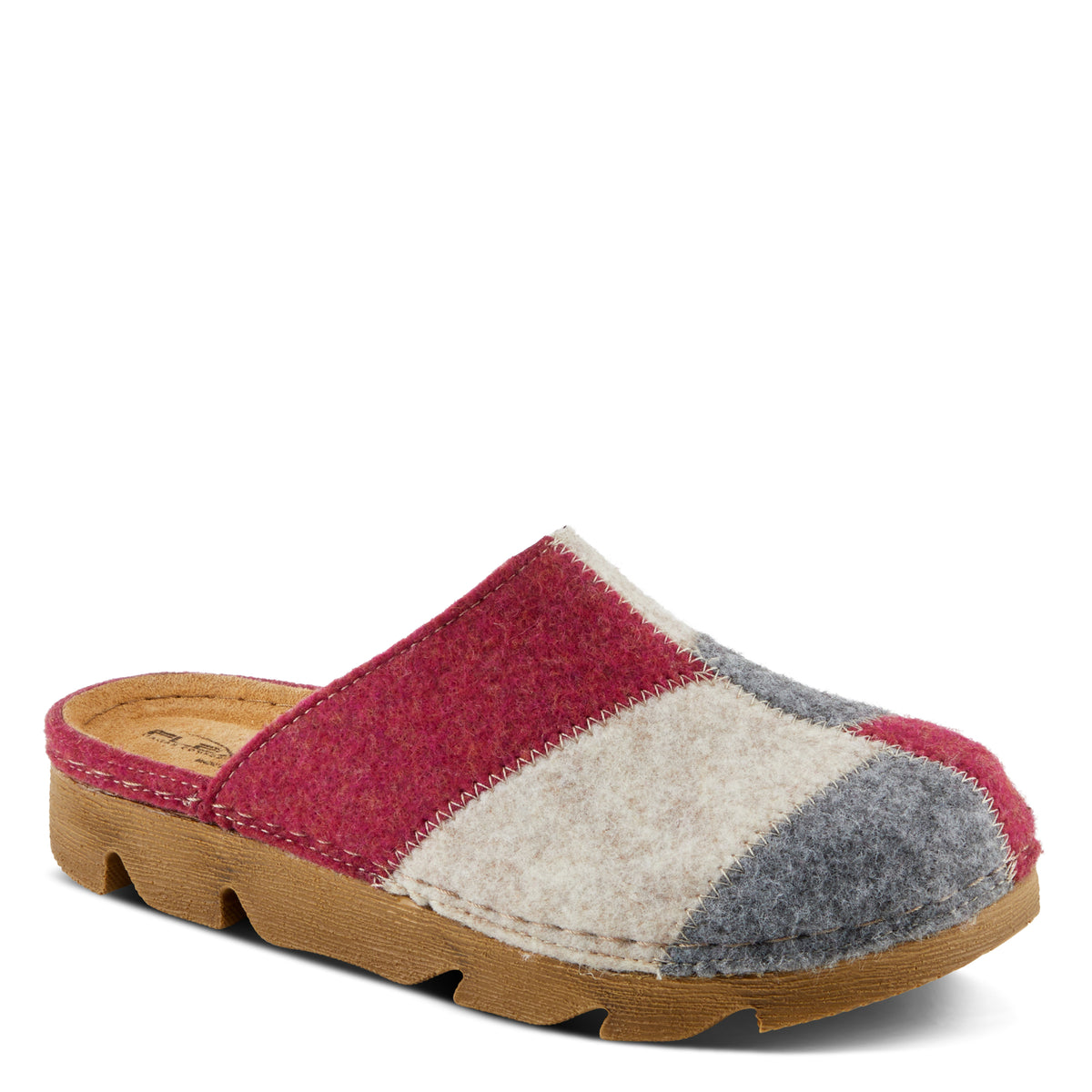 Flexus FLEXUS PATCHY SLIPPERS comfort shoe in bordeaux multi with flexible sole