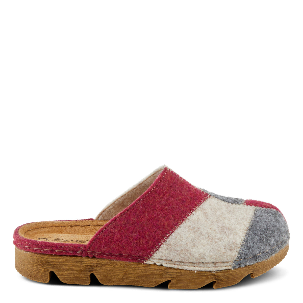 Flexus FLEXUS PATCHY SLIPPERS comfort shoe in bordeaux multi with flexible sole