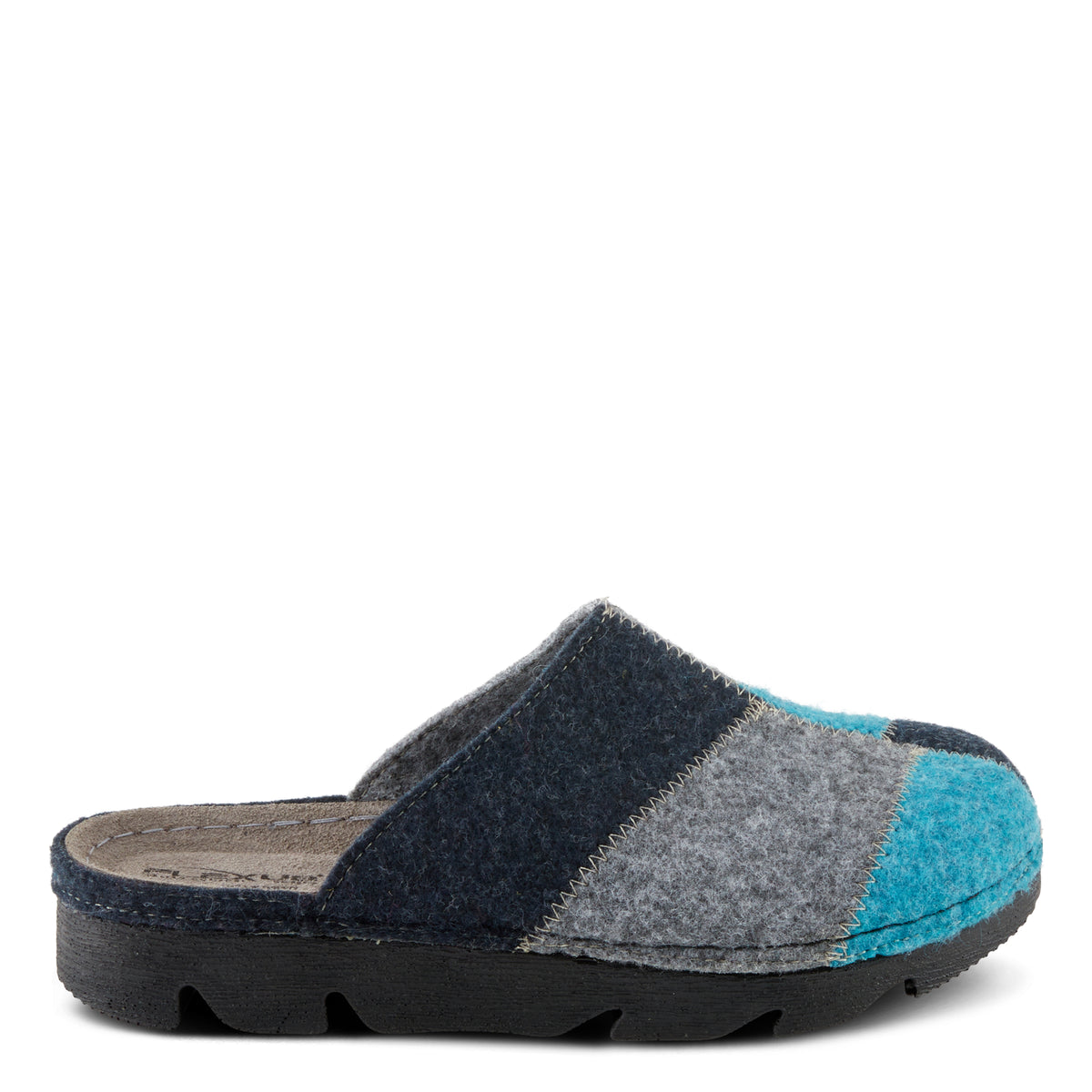 Flexus FLEXUS PATCHY SLIPPERS comfort shoe in navy multi with flexible sole