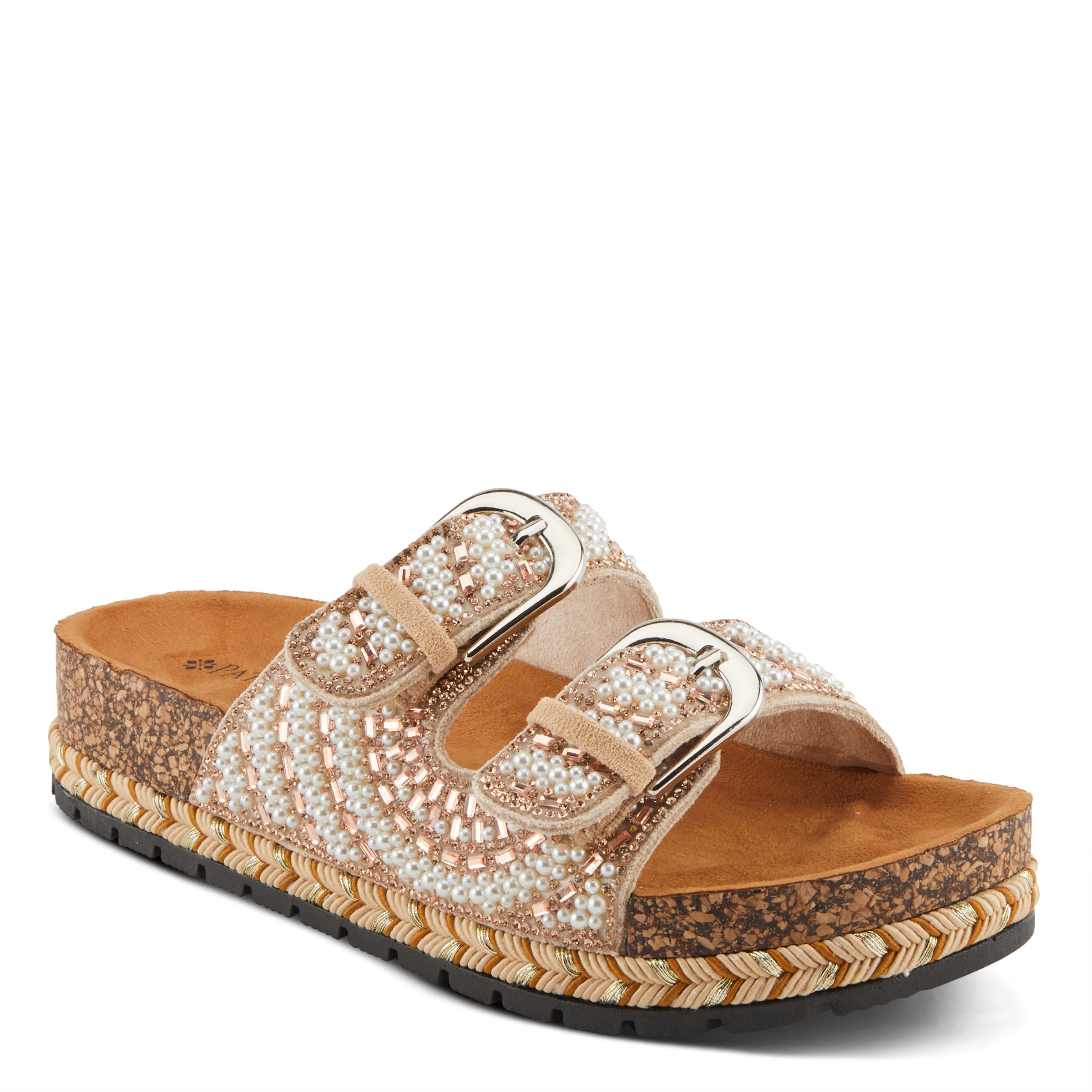 rose gold cork sandals