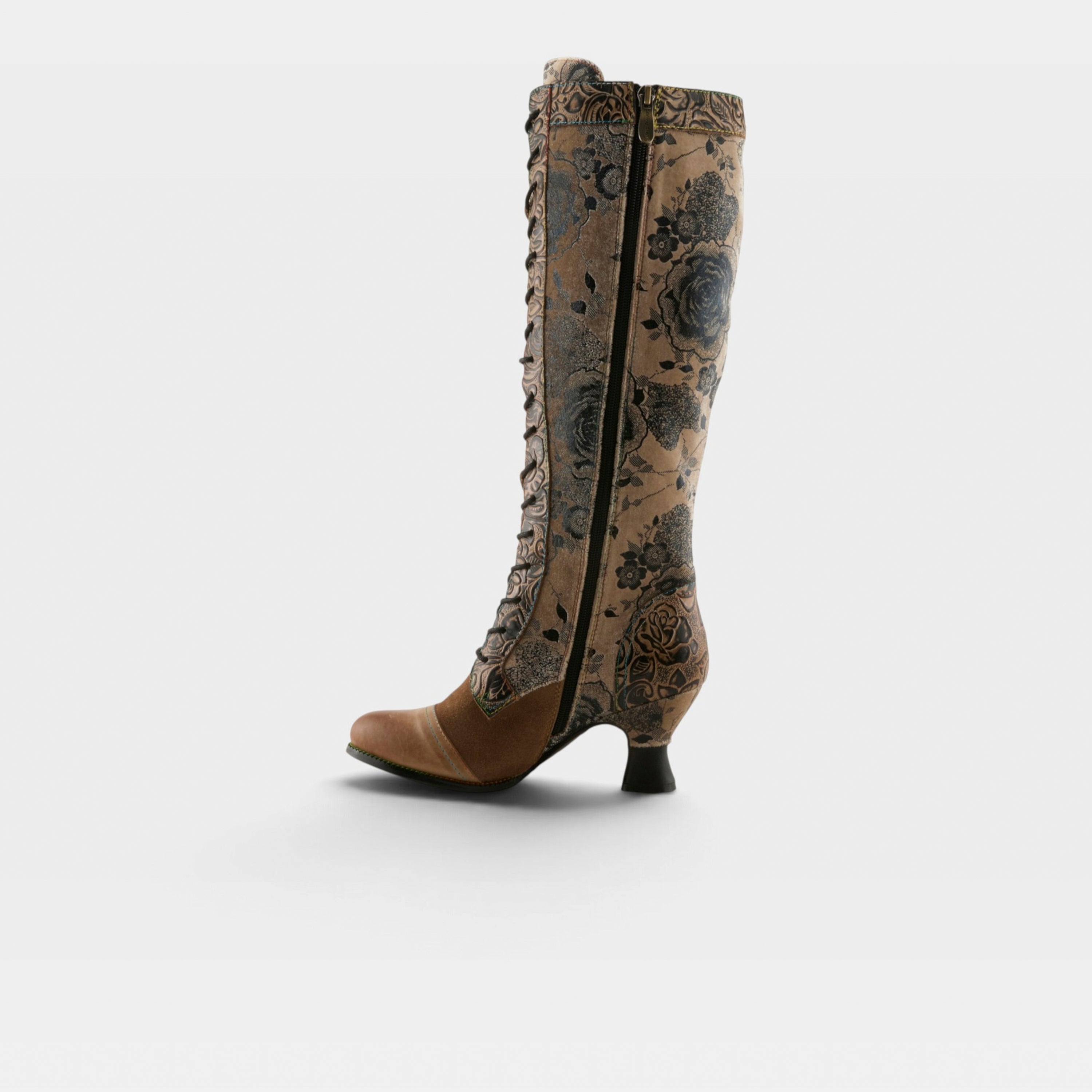 L'Artiste Peonyheaven-Viv boots in Beige Multi, side view