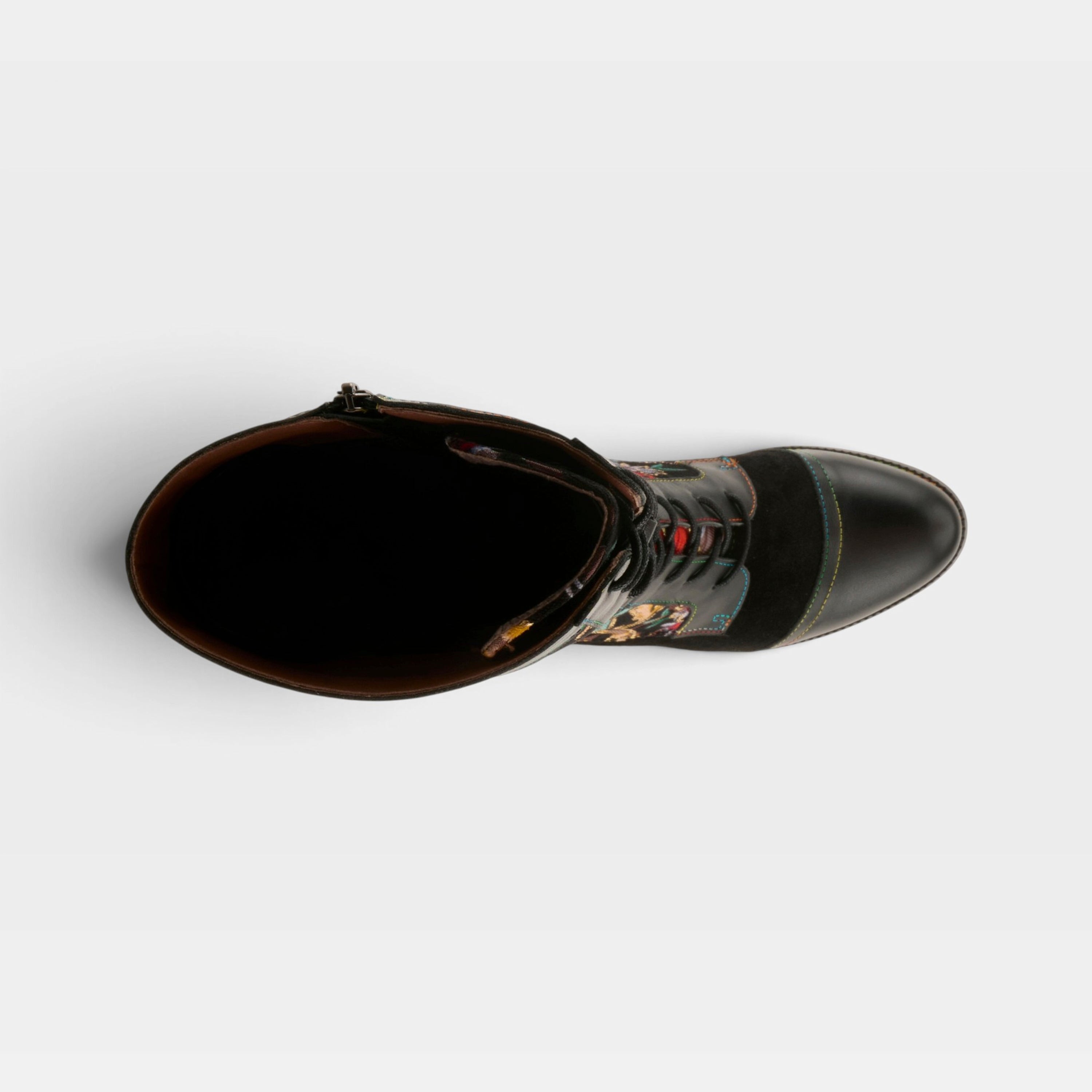 L'Artiste Peonyheaven-Viv boots in Black Multi, top view